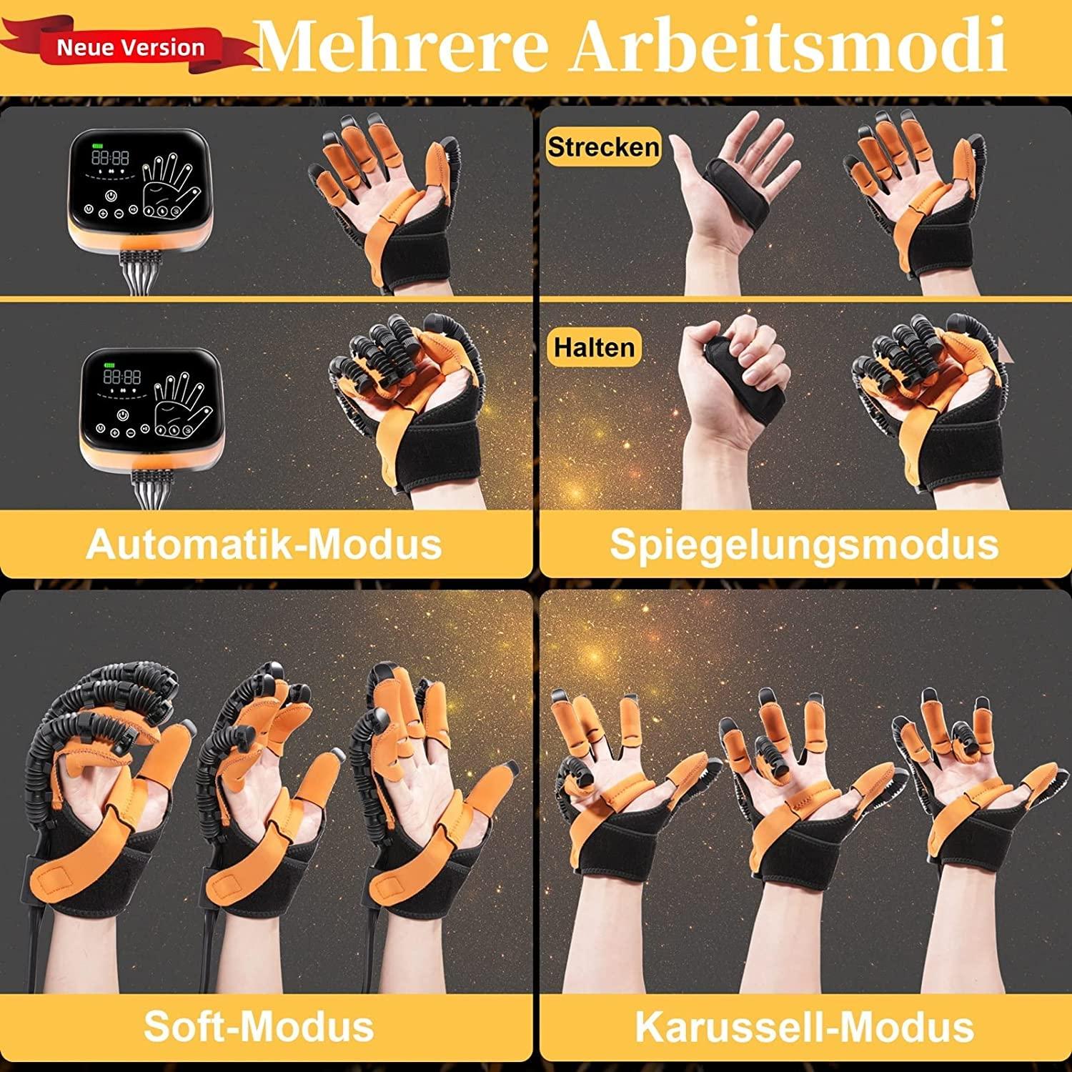 TRWNSO Rehabilitation Robot Gloves Upgrade Hemiplegia Hand Stroke Recovery Equipment with USB Chargeable and Strength Adjustment,Finger Hand Exercise Recovery Equipment (Left Hand M)