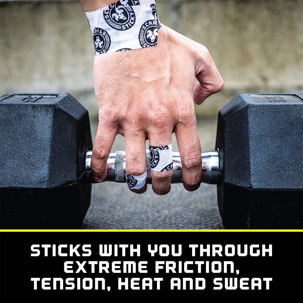 Goat Tape Goat Tape Scary Sticky Premium Athletic Tape, Weightlifting Tape, Thumb Tape for Hook Grip, Sticks with You Through The Toughest Fitness Workouts and Lifts, White/Black, 2 Rolls