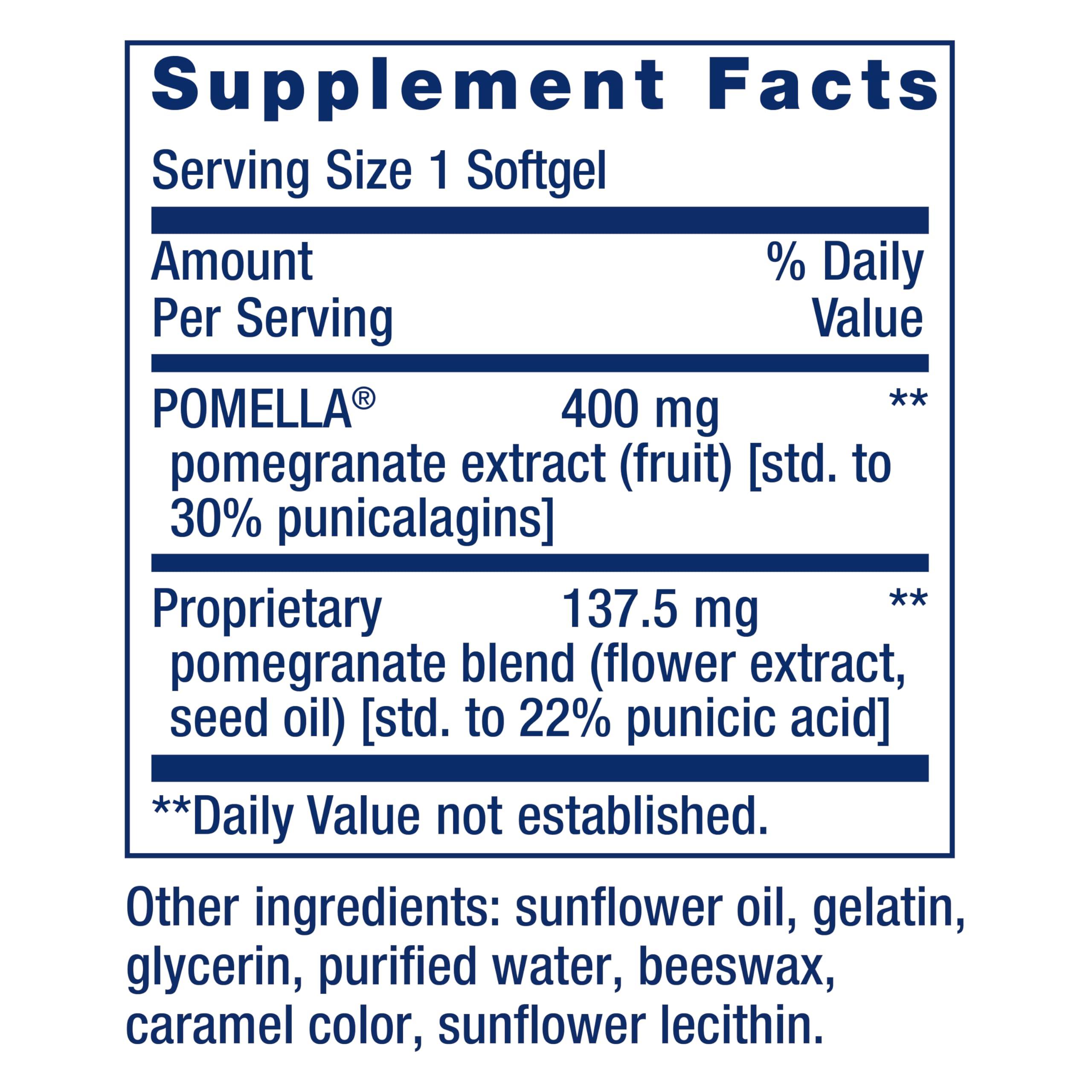 Life Extension Life Extension Pomegranate Complete, Fruit Extract, Flower, Seed Oil Extract, Cardiovascular Health, antioxidant Support, superfood Supplement, Gluten Free, Non-GMO, 30 softgels