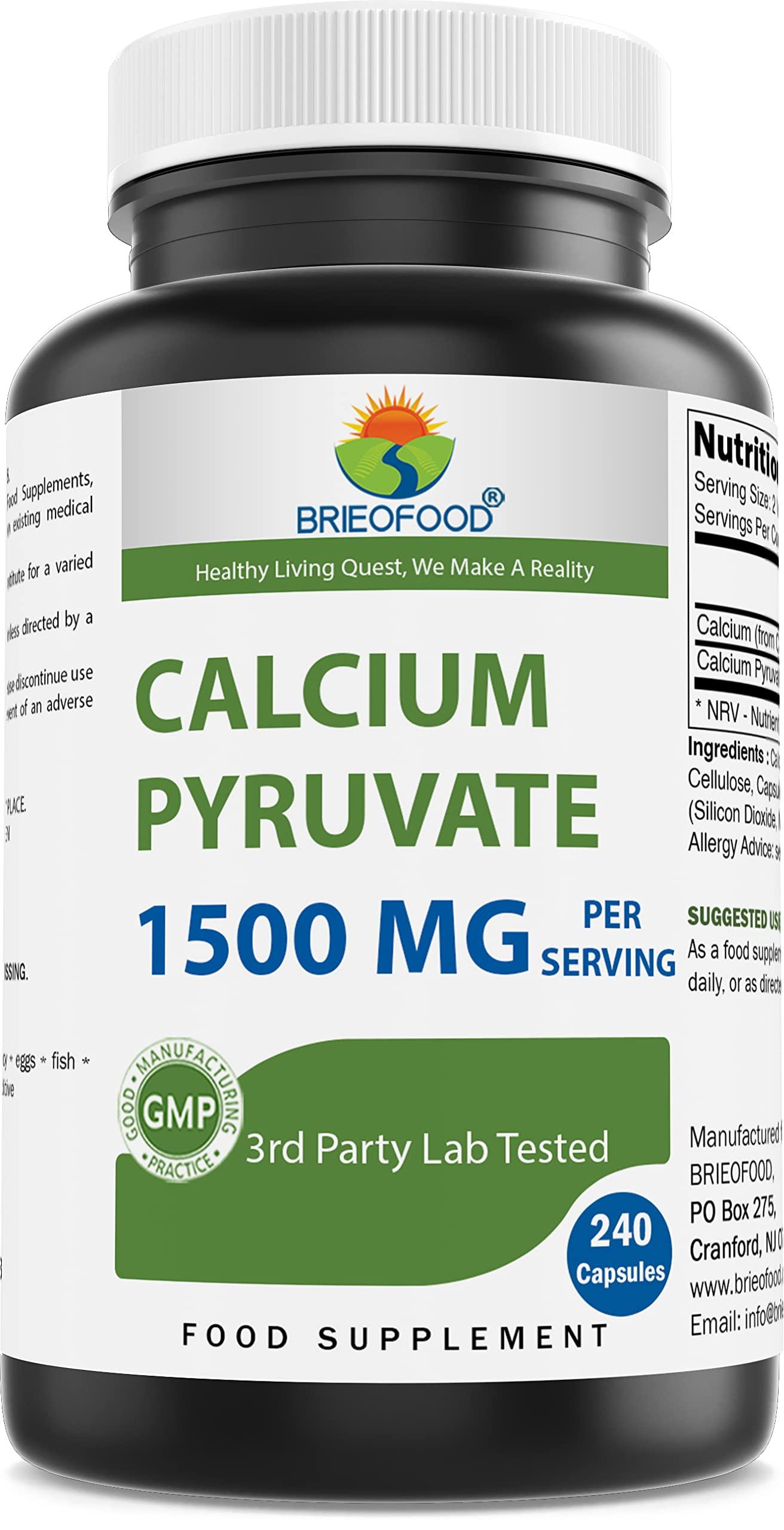 Brieofood Brieofood Calcium Pyruvate 1500mg per Serving - 240 Vegetarian Capsules