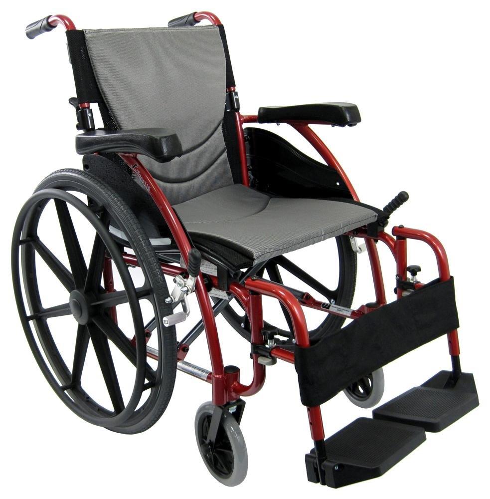 Karman Healthcare Karman S-115F18RMG-E Mag Wheelchair with Elevating Legrest, Rose Red, 18" x 17", 27 Pound
