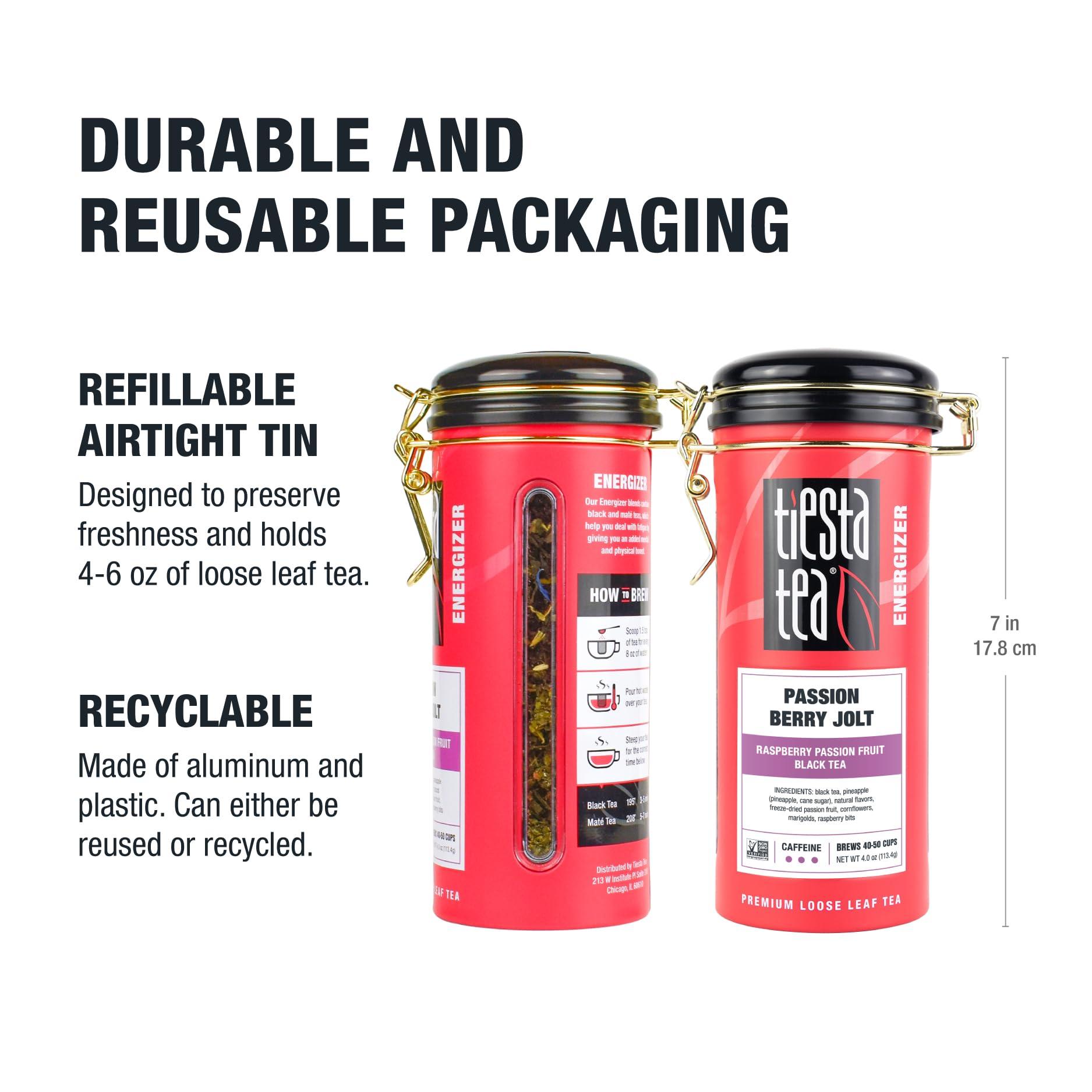 Tiesta Tea Tiesta Tea - Passion Berry Jolt, Raspberry Passion Fruit Black Tea, Premium Loose Leaf Tea Blends, Caffeinated Black Tea, Make Hot or Iced Tea & Brews Up to 50 Cups - 4oz Refillable Tin (Pack of 6)