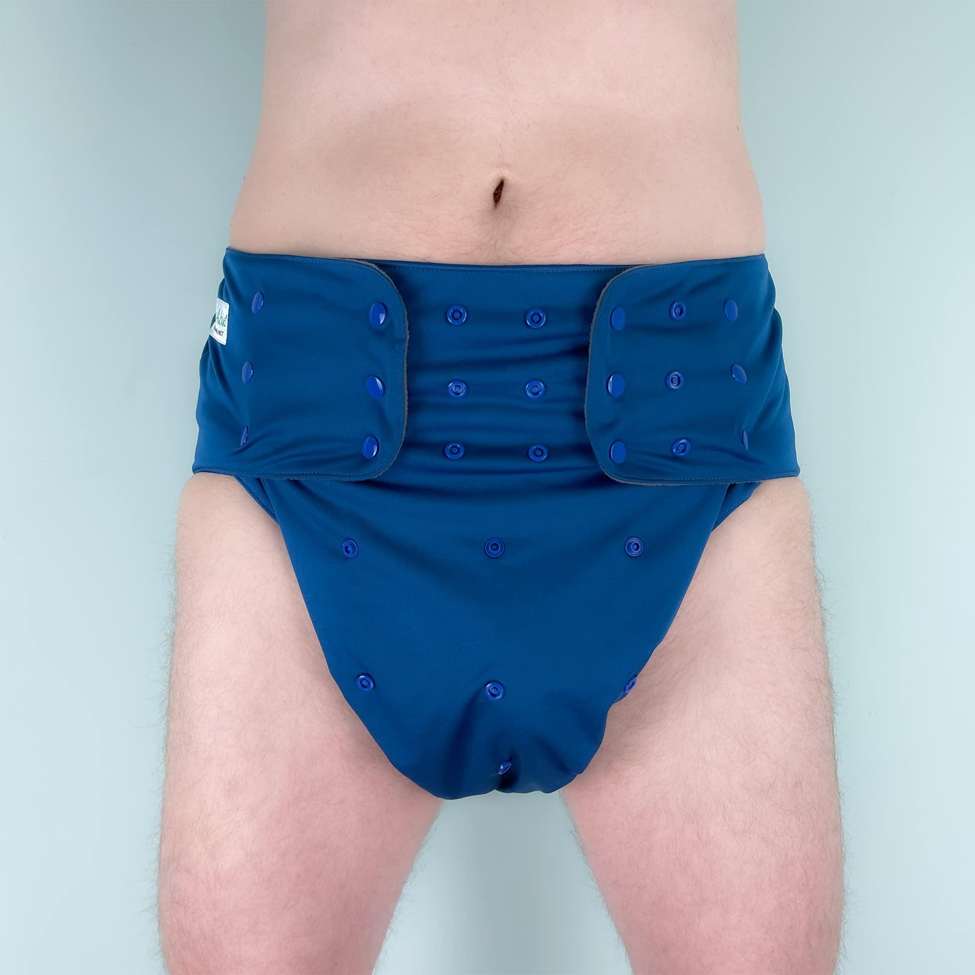 Ecoable Adult Nighttime Diaper Set - Incontinence Protective Briefs with Fitted and Insert for Special Needs Teens, Men and Women (Large, Black)