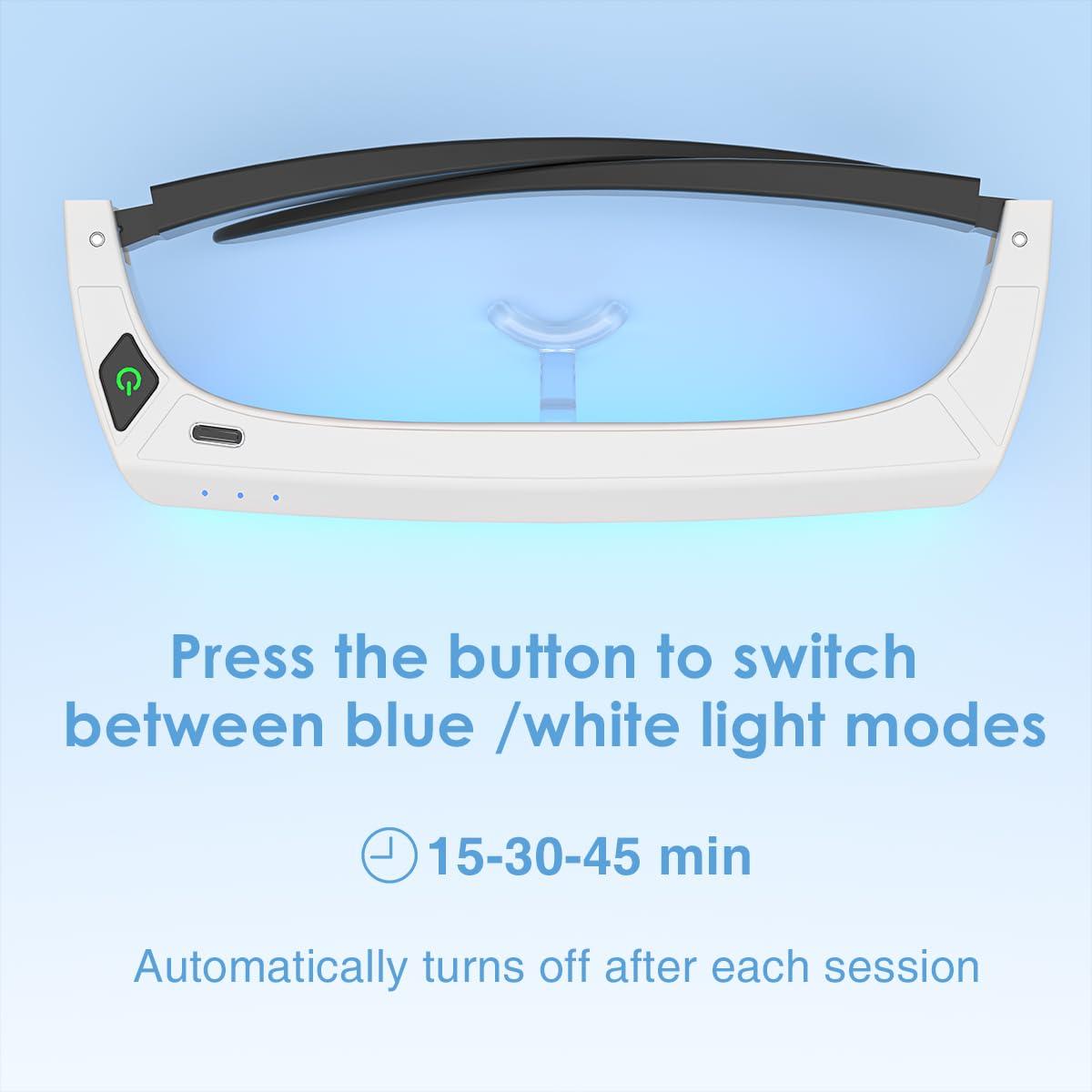 GentleGlow MEINNO Light Therapy Glasses, Blue-White UV-Free Light Therapy Lamp, Portable Daylight Lamp, Wearable Sunlight Lamp, Boost Energy, Relief for Sleep Problems, Jet Lag, Equivalent to 10000 Lux