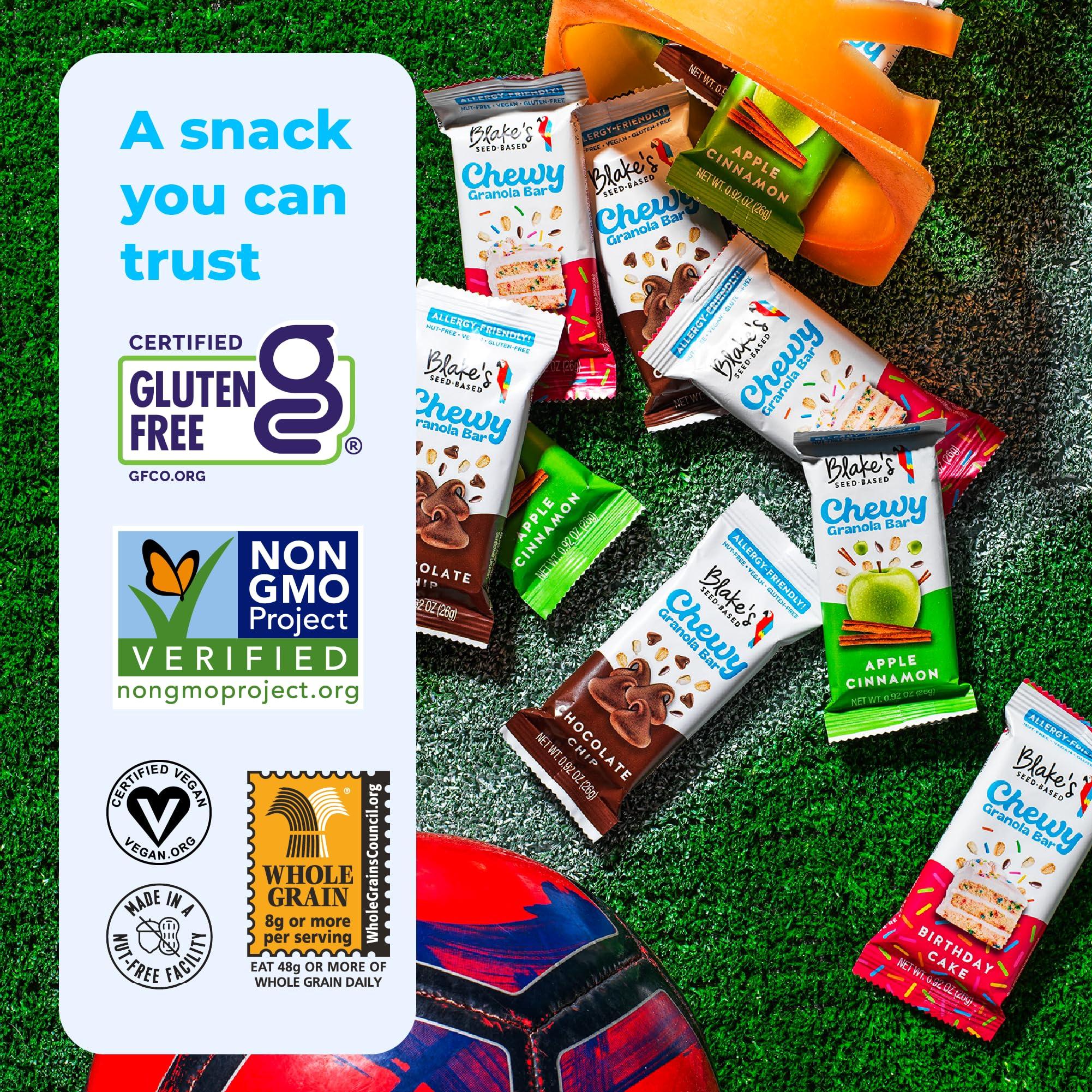 Blake's Seed Based Blake’s Seed Based Chewy Granola Bars — Chocolate Chip (5 Count), Vegan, Gluten Free, Nut Free & Dairy Free, Healthy Snacks for Kids or Adults, School Safe, Low Calorie Soy Free Snack