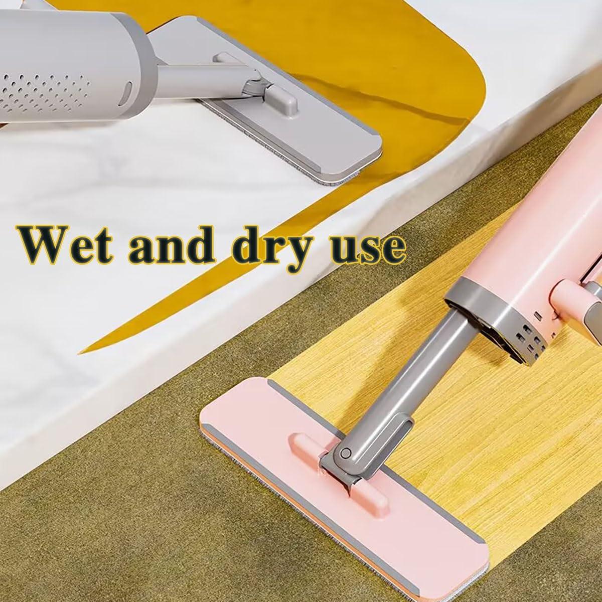 RIEONA Rotatable Self-Squeeze Mini Mop with Crevice Brush, Short Rotatable Hand Wash-Free Flat Squeeze Mop, Portable Self-Squeeze 3 in 1 Mini Mop Cleaning Tools for Desk, Floor ( Color : Gray )