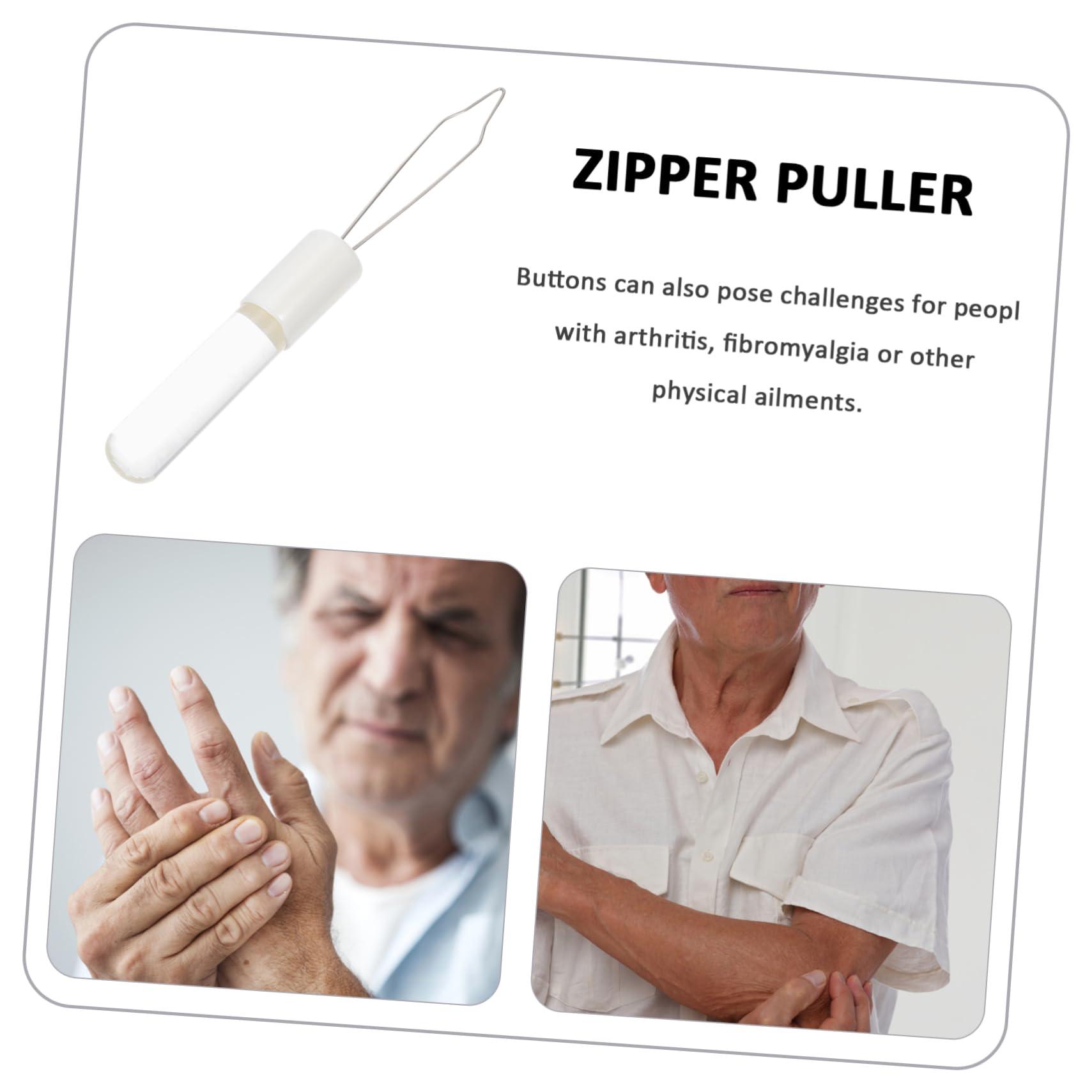 FRCOLOR FRCOLOR Button Puller Snap Buttons for Sewing Household Gadgets Fixer Help Jackets Smart Button Hand Warmers Zipper Clasp Hooks Pulls Accessories Bracelet Pin Shirt Threader Steel White