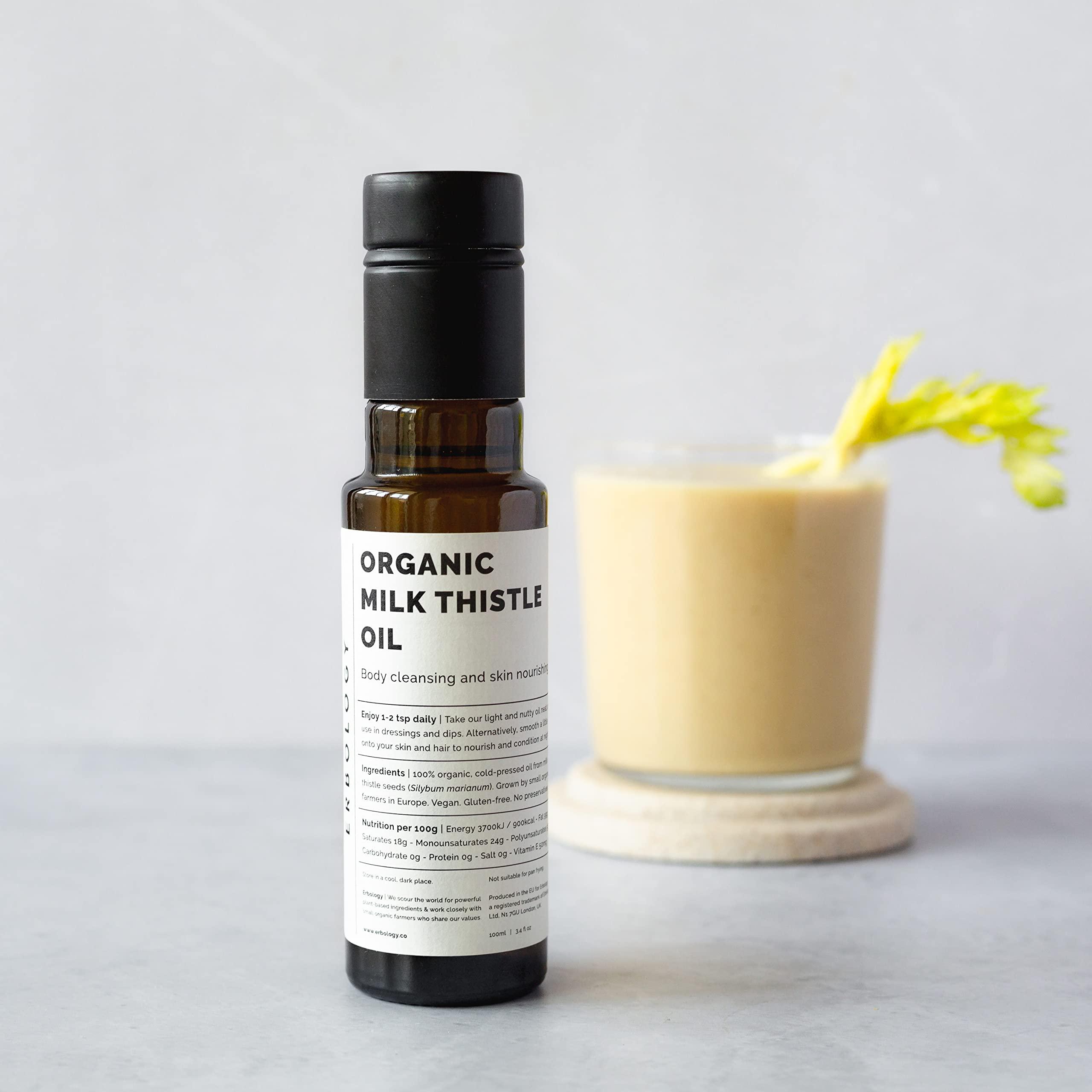 Erbology Erbology Organic Milk Thistle Oil 3.4 fl oz - Cold-Pressed - High in Vitamin E - Detoxifying - Straight from Farm - Non GMO - No Additives or Preservatives - Recyclable Glass Bottle