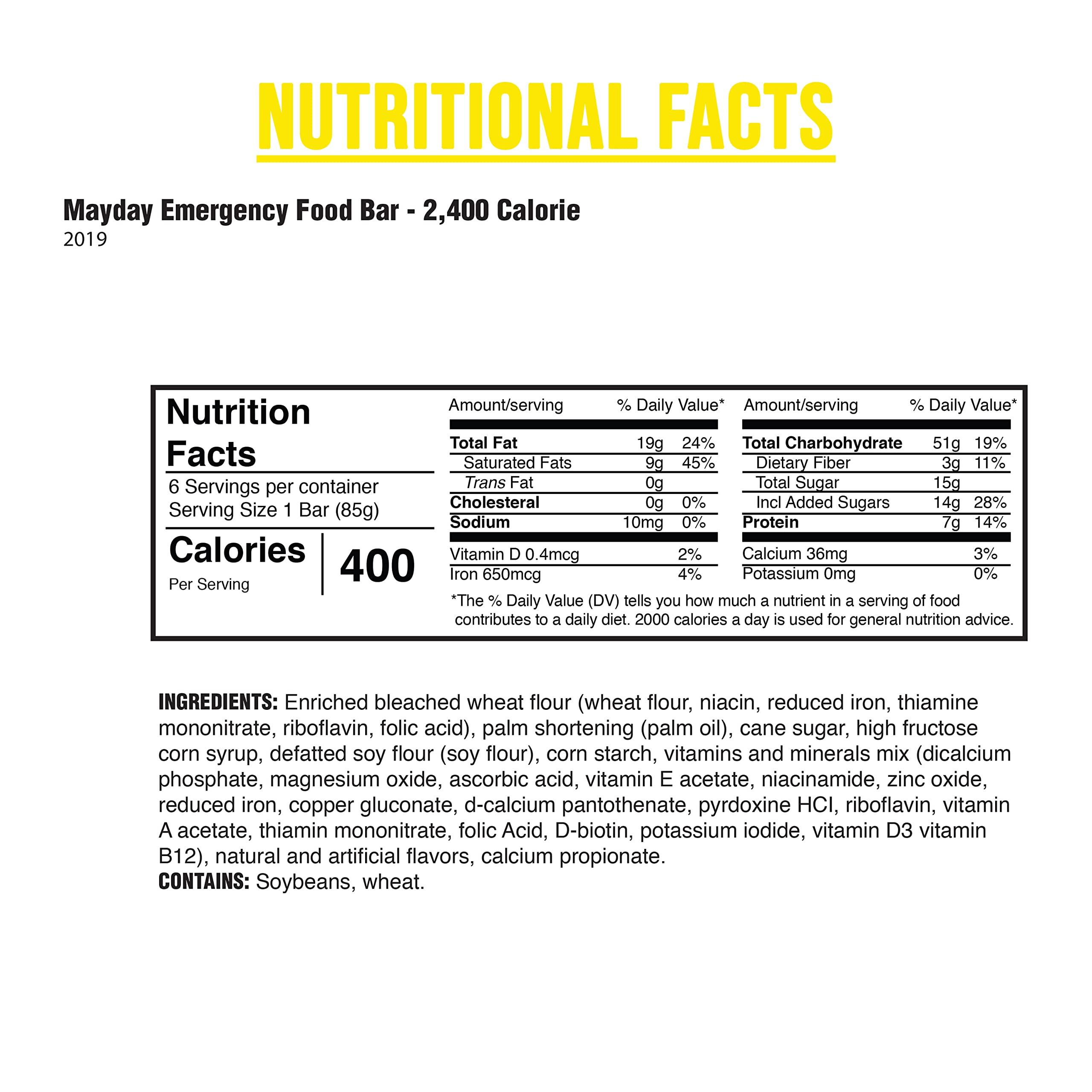 Mayday Mayday 2400 Calorie Food Bars (24 per case) MRE, Camping, Hiking, Survival