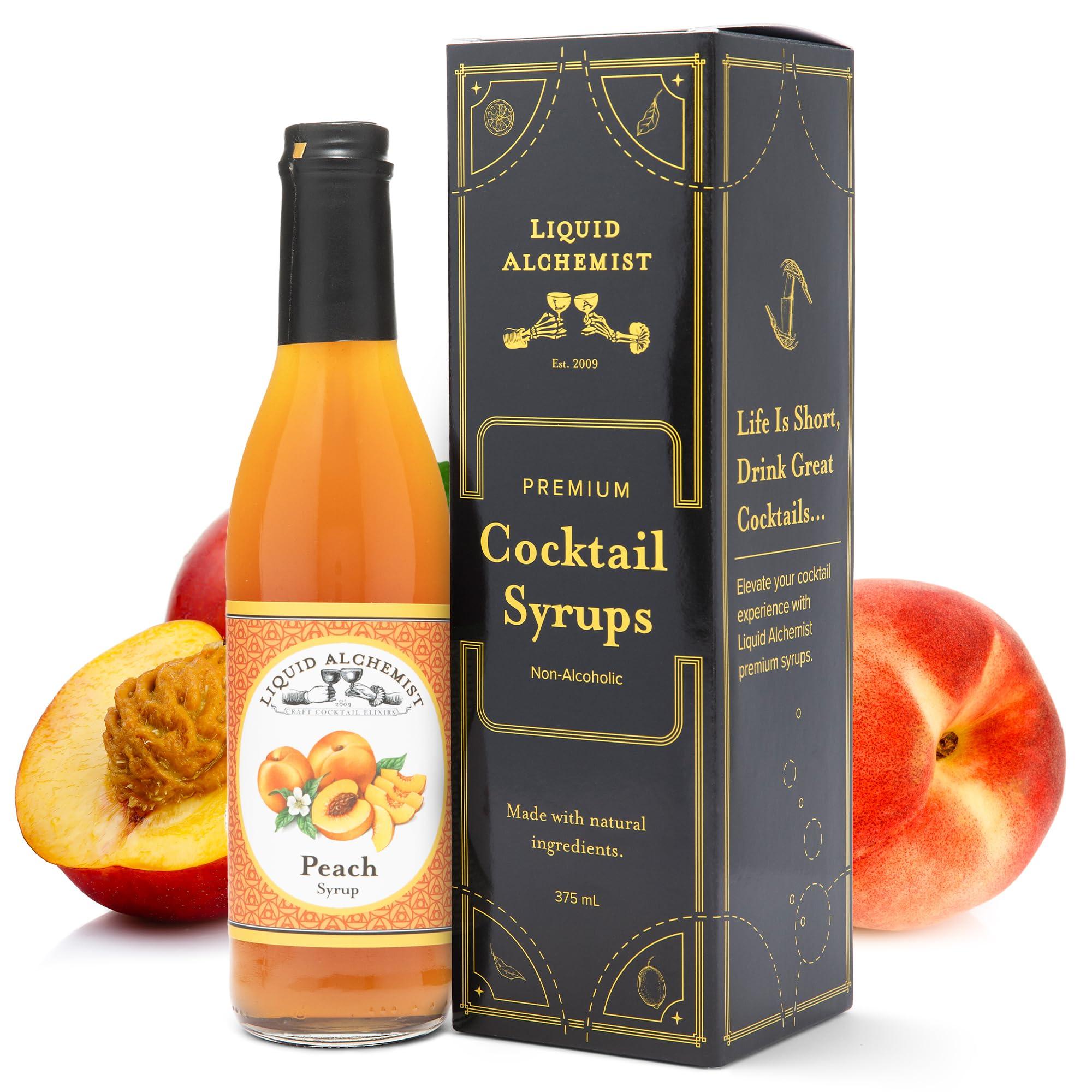 Liquid Alchemist Liquid Alchemist Peach Syrup for Drinks - Real Ingredients Make our Peach Puree for Cocktails a Perfect Peach Bellini Mix - Our Peach Flavoring Syrup is Non-GMO & Vegan - Peach Cocktail Syrup (25 oz)