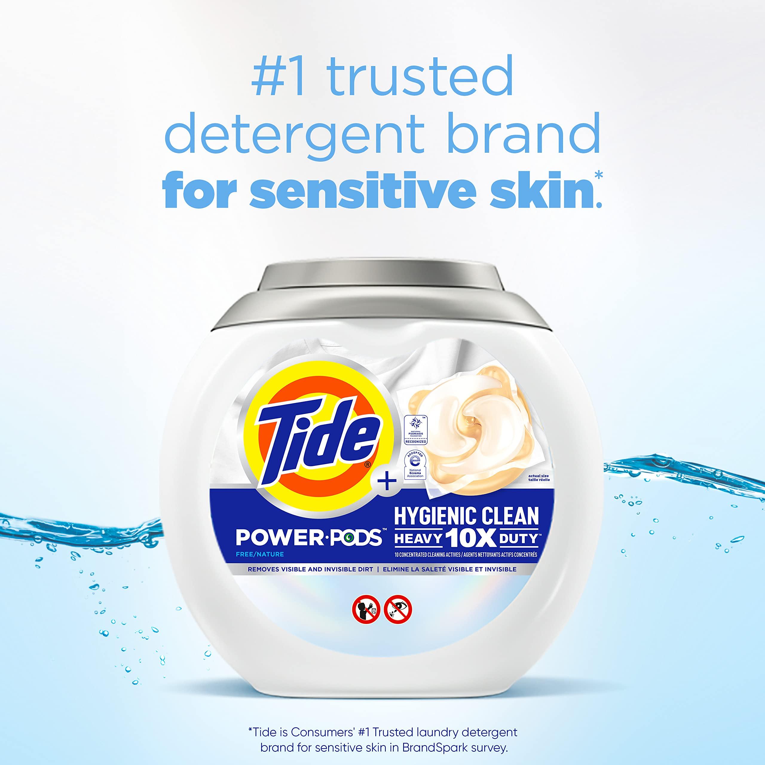 Tide Tide Hygienic Clean Heavy Duty 10x Free Power PODS Laundry Detergent, 63 count, Unscented, For Visible and Invisible Dirt
