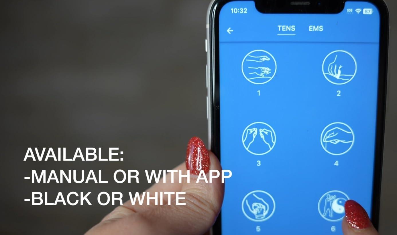 OrthoTape TENS & PMS Tens Unit Machine Therapy | Bluetooth APP Controlled | Back Pain Knee Pain Muscle Recovery - OrthoTape (Black |SM9187-SBK|)