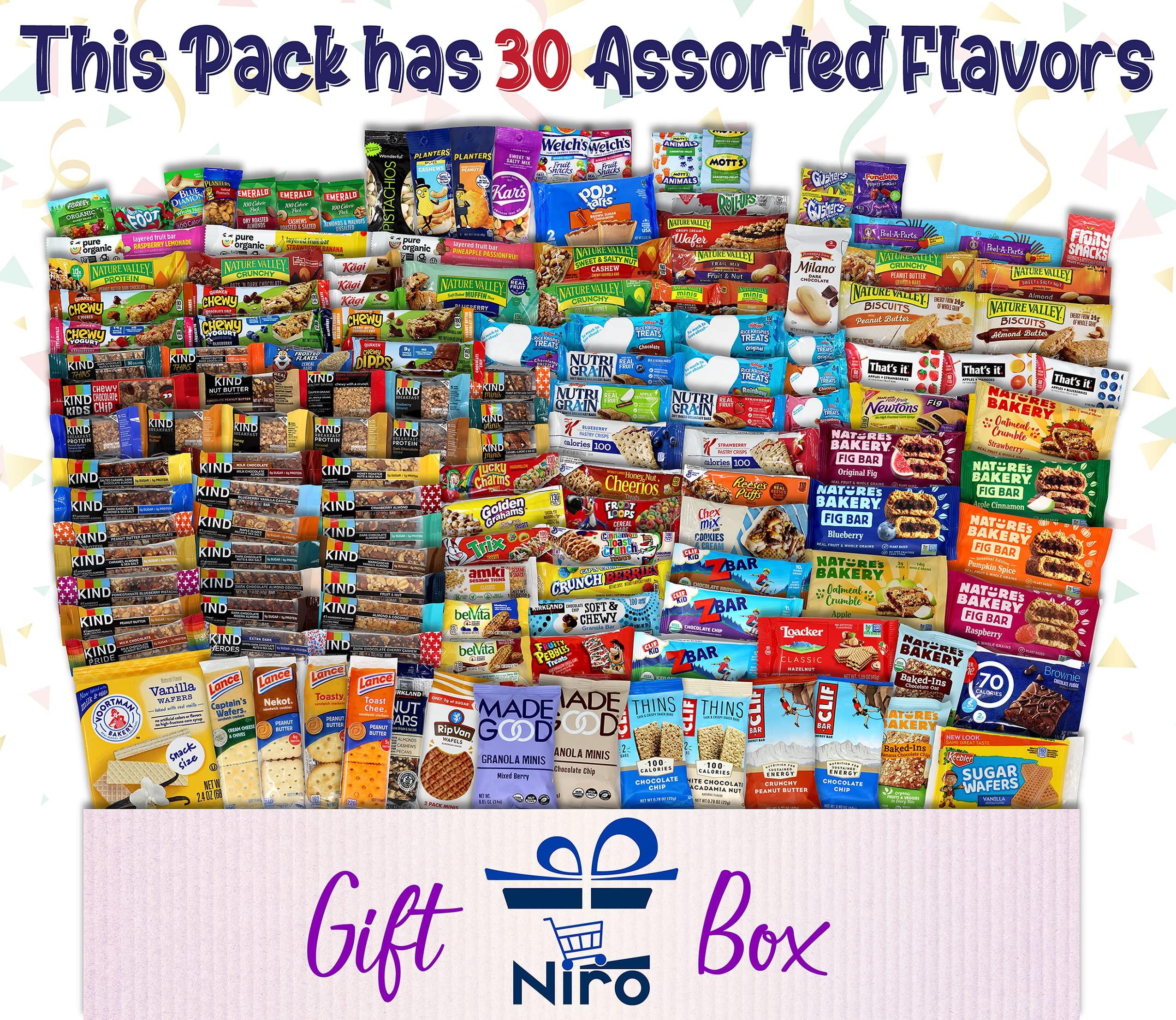 Niro Niro Assortment | Ultimate Snack Boxes | Bar Variety Pack | Snack Box for Adults | Snacks Care Package | 30 Count Variety Pack