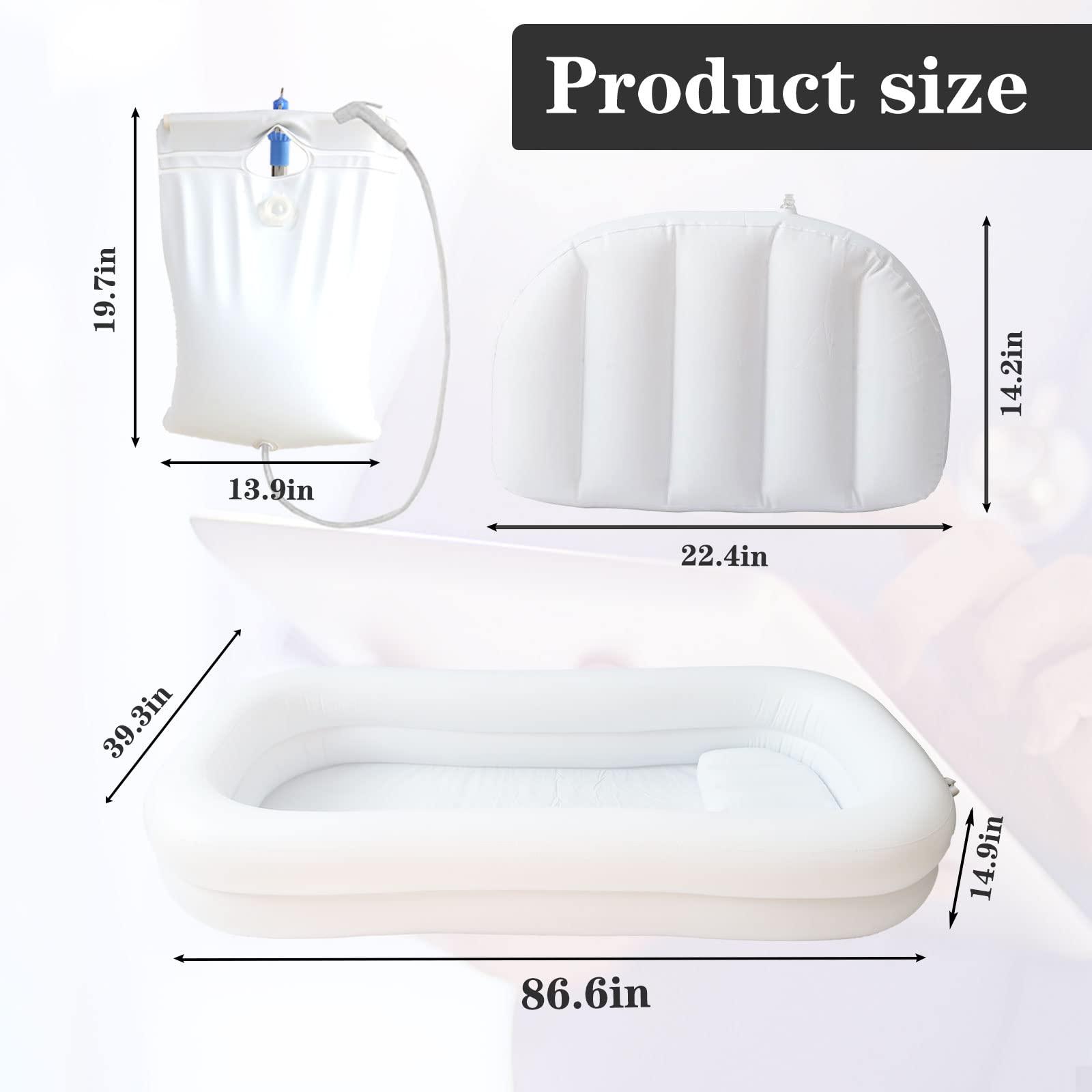 WUEURU Portable Medical Inflatable Bathtub for Shower Large Bath Basin Kit Adults Bed Beside Bathtub & Electric Air Pump Water Bag Air Pillow Wash Fullbody for Disabled Elderly Bedridden Patients Handicapped