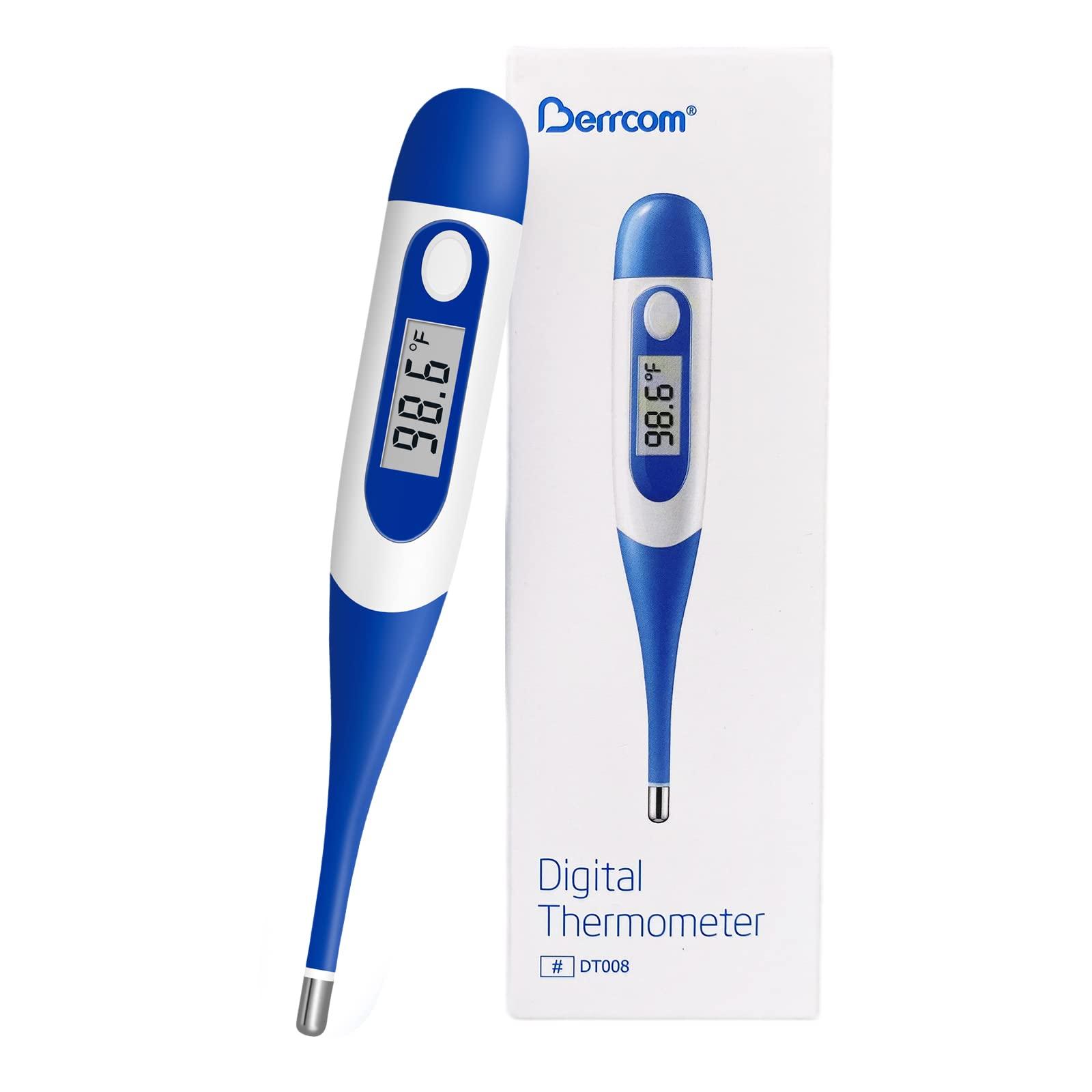 Berrcom Berrcom Digital Thermometer for Adults, Oral and Underarm Thermometer for Baby and Kids Medical Thermometer with Fever Alarm Rectal Thermometer with Soft Tips