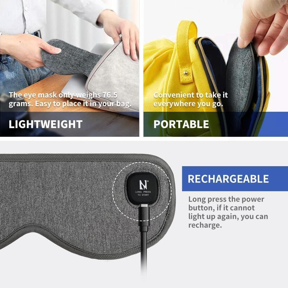 Aroma Season Aroma Season Heated Eye Mask Cordless, Warm Compress for Dry Eyes, Stye. Blepharitis, Chalazion, MGD, Machine Washable Perfect Light Blocking (Grey)