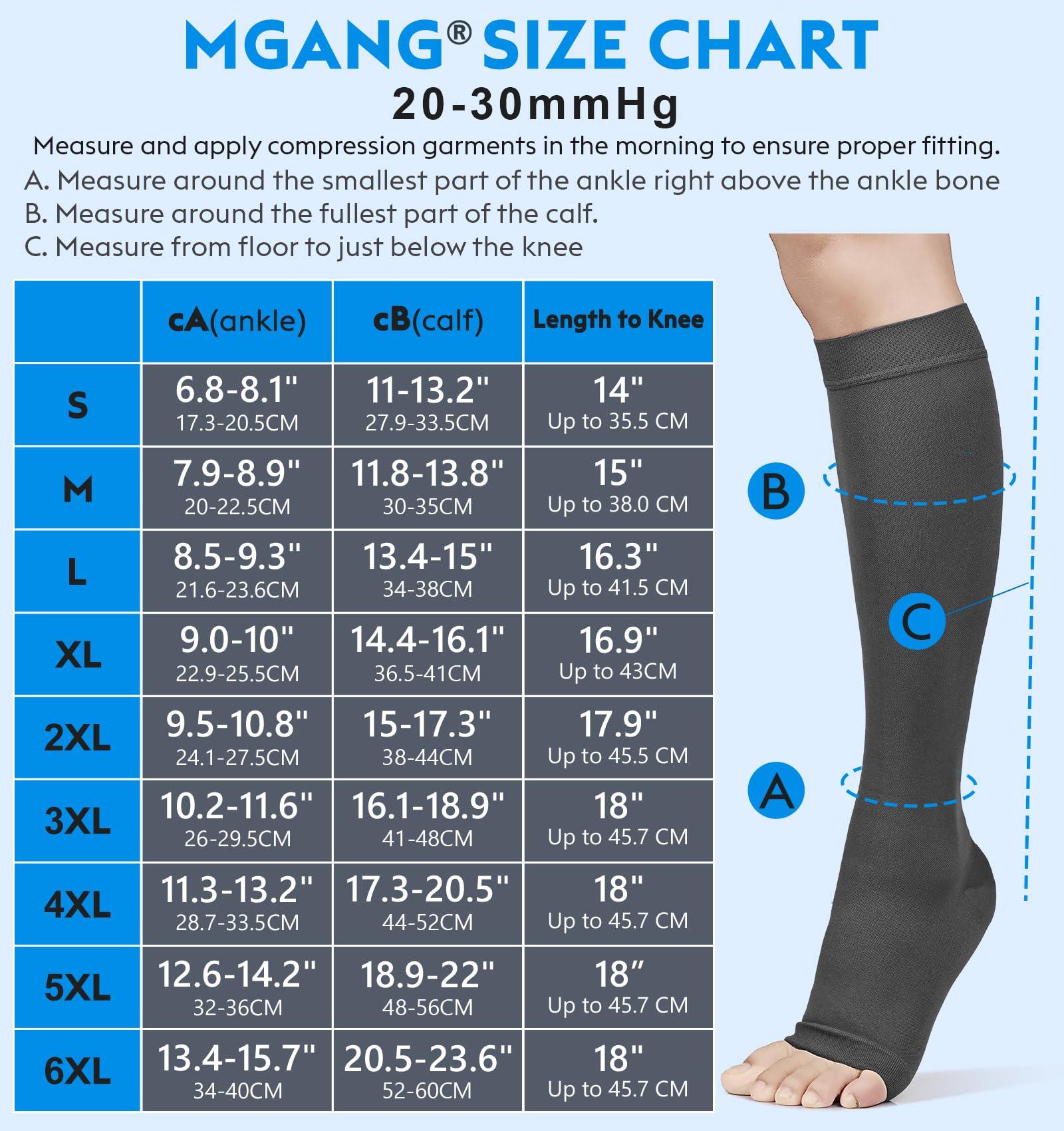 MGANG MGANG 20-30 mmHg Compression Stocking for Men and Women, Medical Compression Socks, Knee High Length, Open Toe, for DVT, Varicose Veins, Relief Shin Splints, Edema, Beige XX-Large