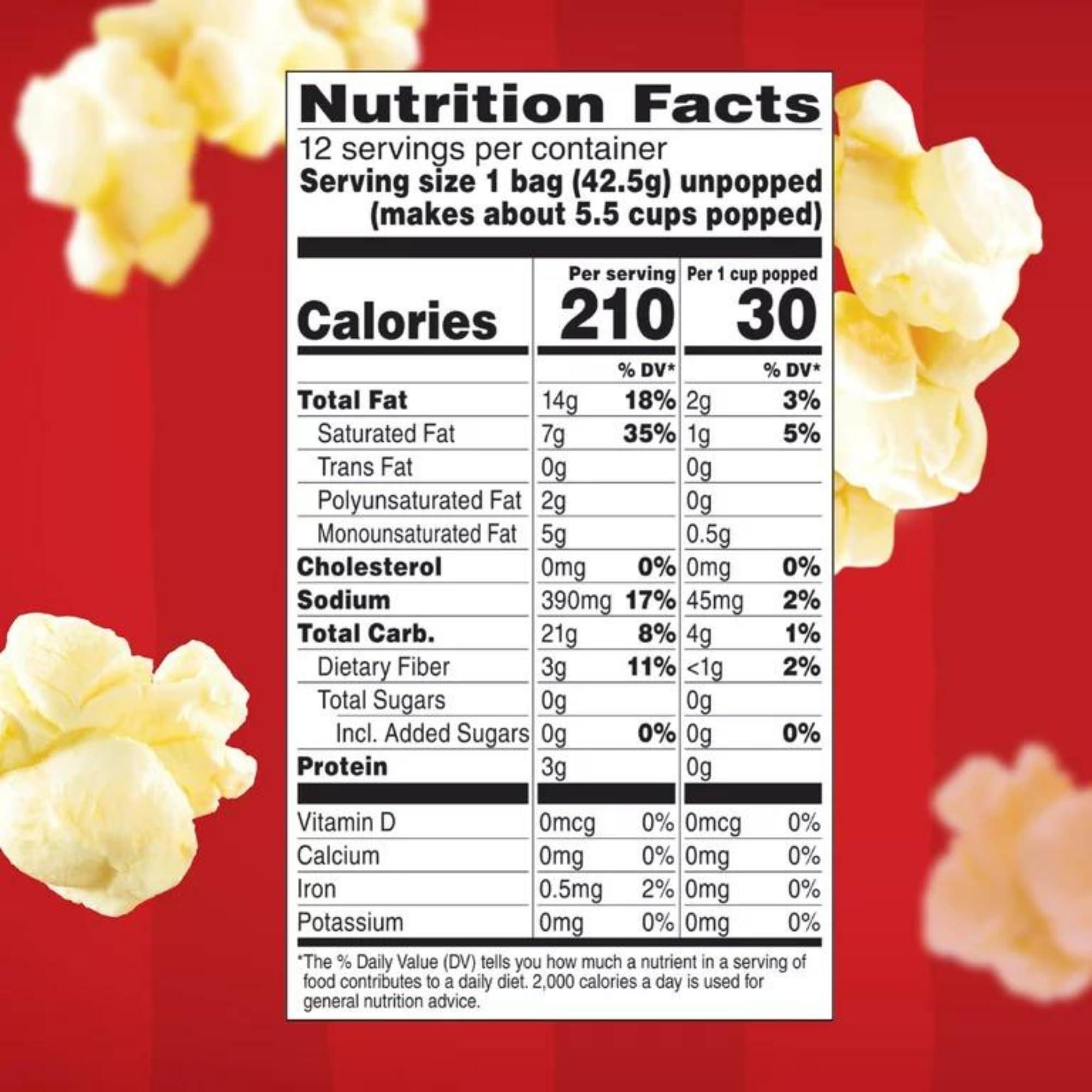 Create and Bundle Microwave Popcorn Orville Redenbacher\'s Butter Popcorn, Mini Bags, 1.5 oz, 12 Count, 1 box contains, 12 Mini Bags of Butter Popcorn + Create Sticker
