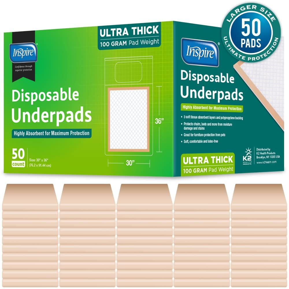 Inspire Inspire Super and Ultra Absorbent Disposable Bed Pads (30\" X 36\" Pack of 50)