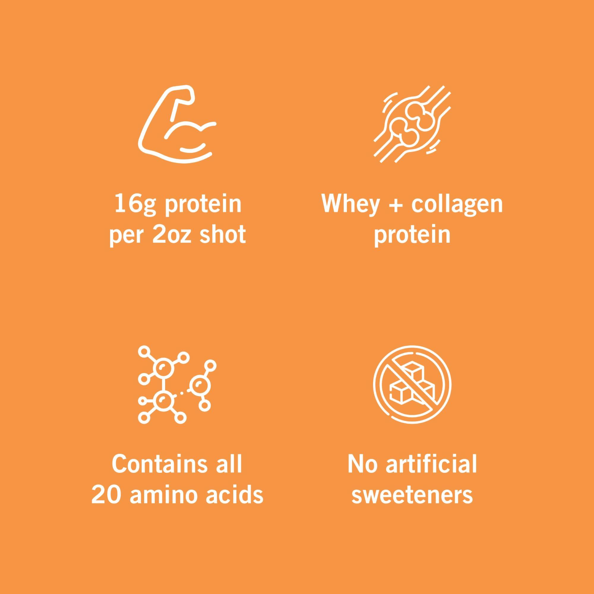 VIDAFUEL Vidafuel Protein Drink, 16g Protein Per 2oz Shot, 32 fl oz Carton, Citrus, Collagen and Whey Drink, No Artificial Sweeteners