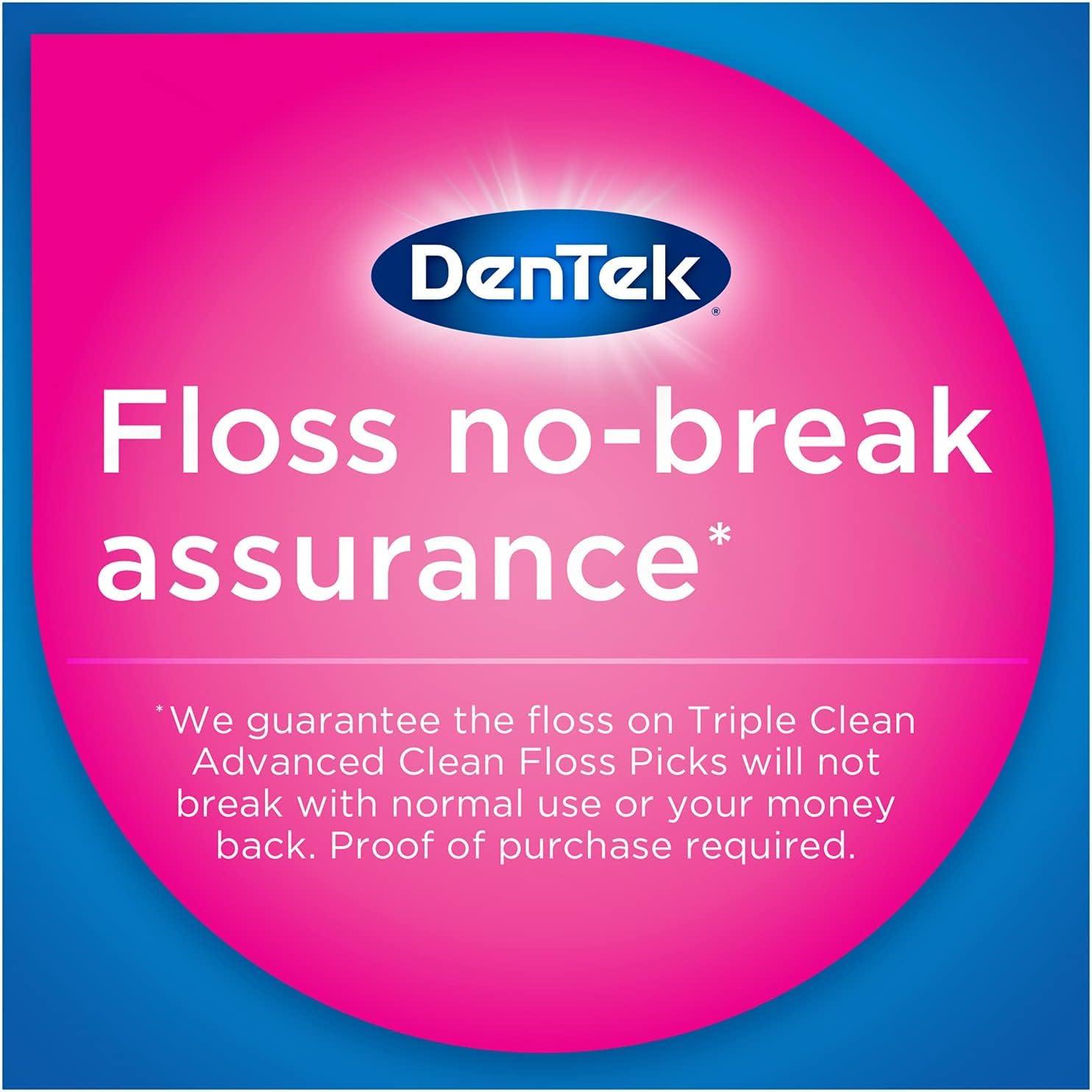 DenTek DenTek Triple Clean Advanced Clean Floss Picks, No Break & No Shred Floss, 90 Count, (Pack of 1)