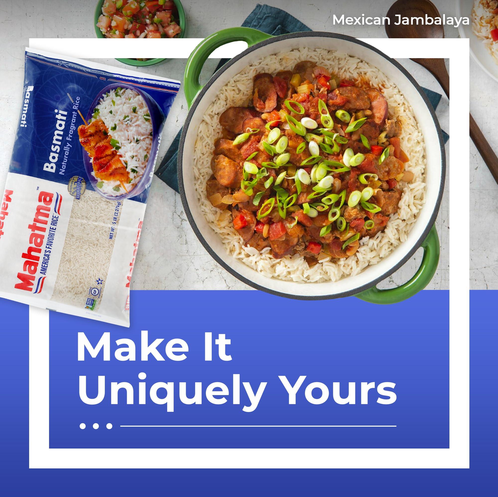 Mahatma Mahatma Indian Basmati Rice, 80-Ounce Bag of Rice, Fluffy, Floral, and Nutty-Flavored Rice, Stovetop or Microwave Rice