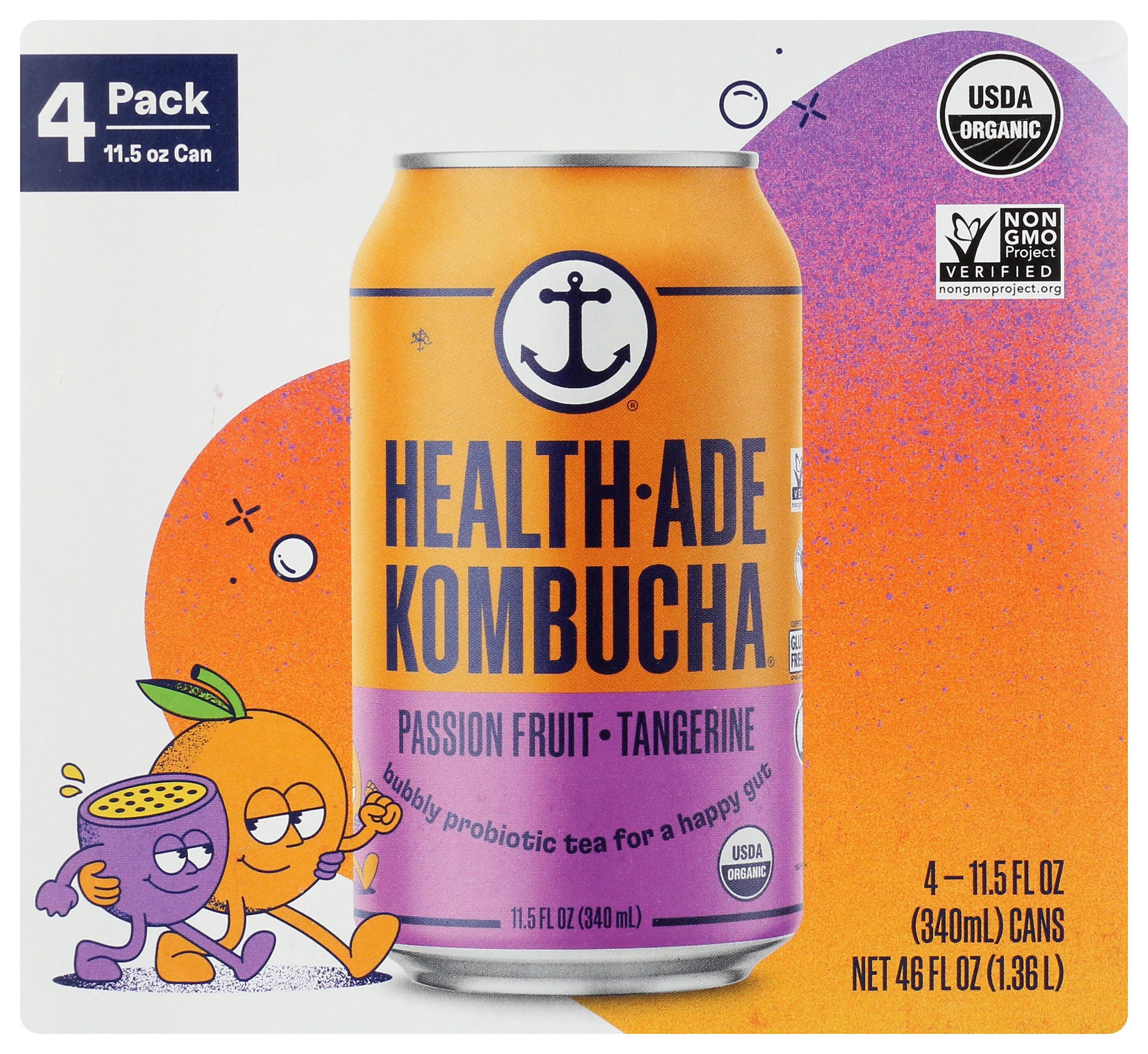 Health-Ade Health-Ade Organic Passion Fruit Tangerine Kombucha Can 11.5OZ 4-Pack, 46OZ