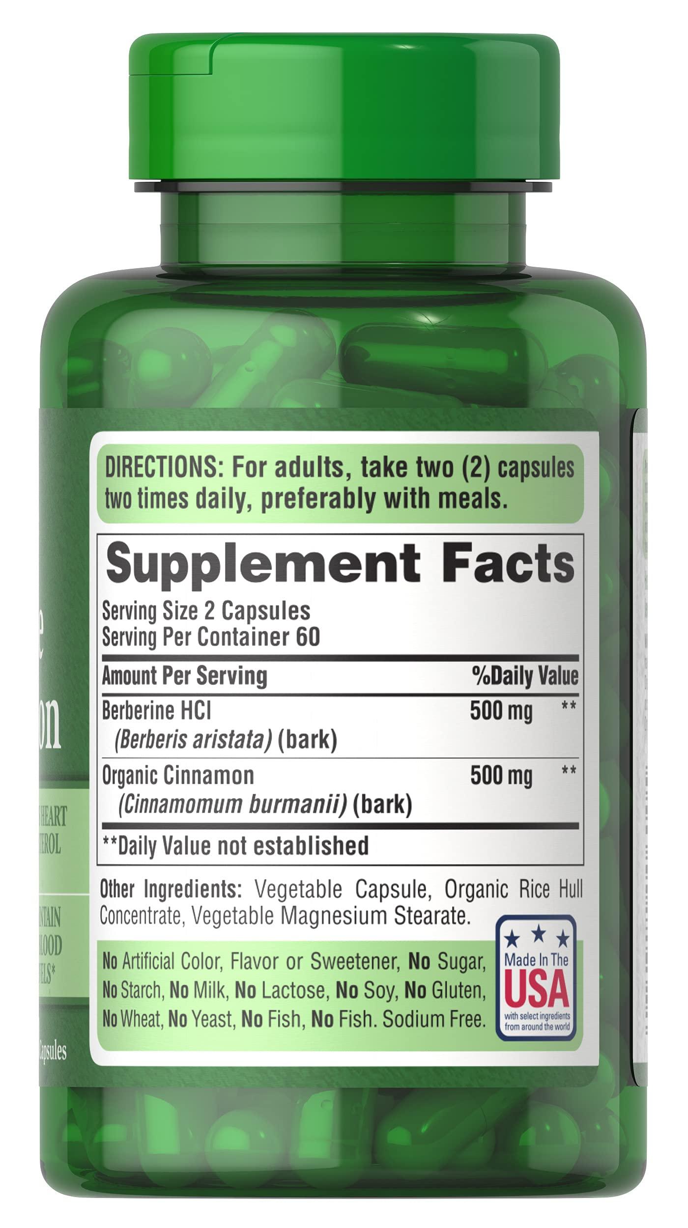 Puritan's Pride Puritan\'s Pride Berberine and Cinnamon, Capsule For Cardiovascular Support