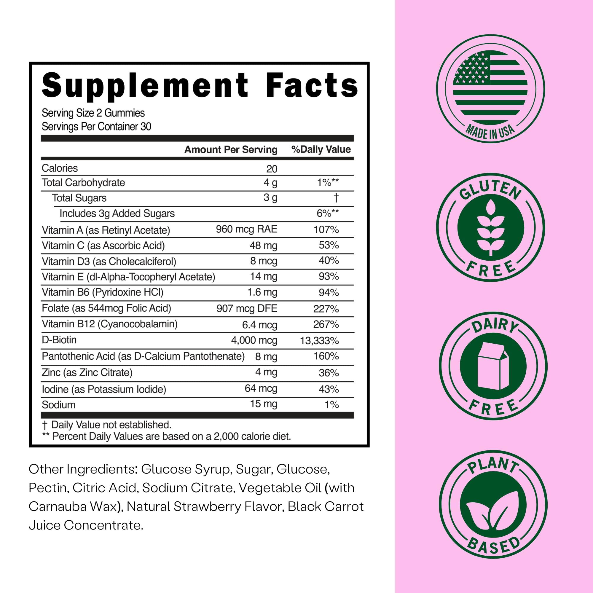 Embody Embody: 60 Skin Gummies Multivitamin Retinol Gummy | Vitamin A Supplement for Anti-Aging, Glowing, Youthful & Clear Skin | Strong Hair & Nails with Biotin, Vitamin C, B12 & Zinc