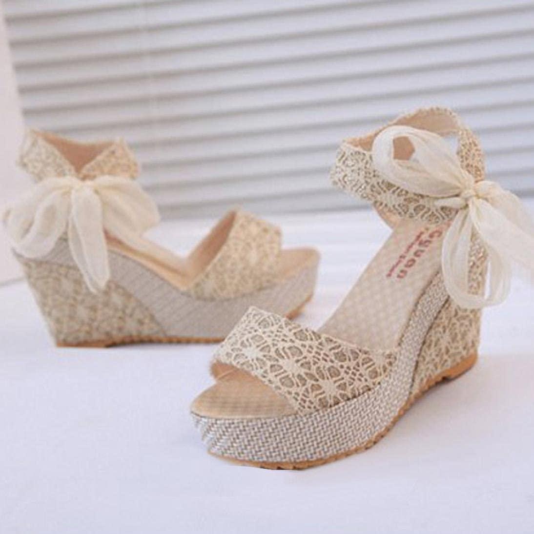 ZHOUYF ZHOUYF Women Wedges Sandals Butterfly Ankle Strap Open Toe Platform Sandals For Women Dressy Sandals Summer