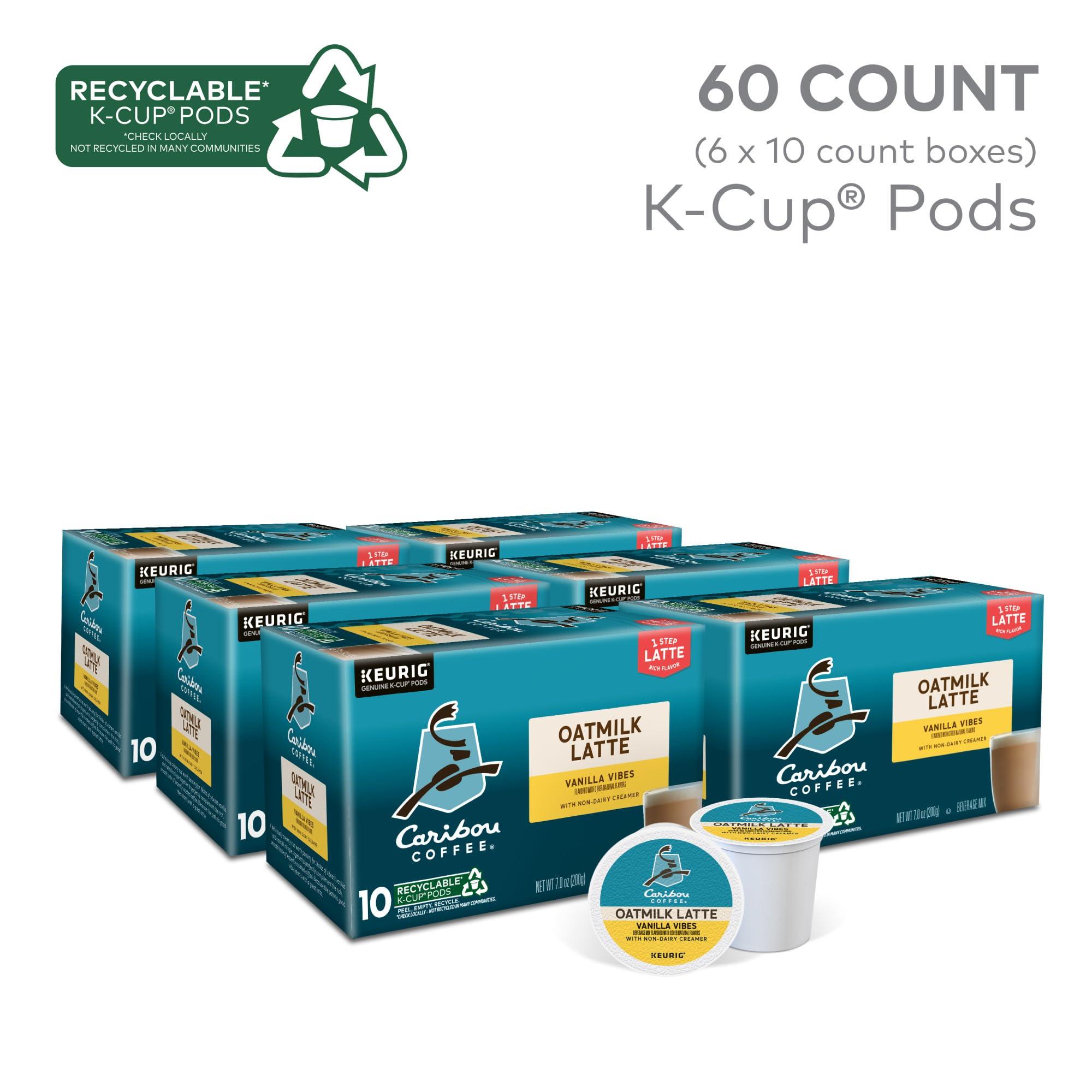 Caribou Coffee Caribou Coffee Vanilla Vibes Oatmilk Latte, One Step Latte Single Serve Keurig K-Cup Pods, 60 Count (6 Packs of 10)