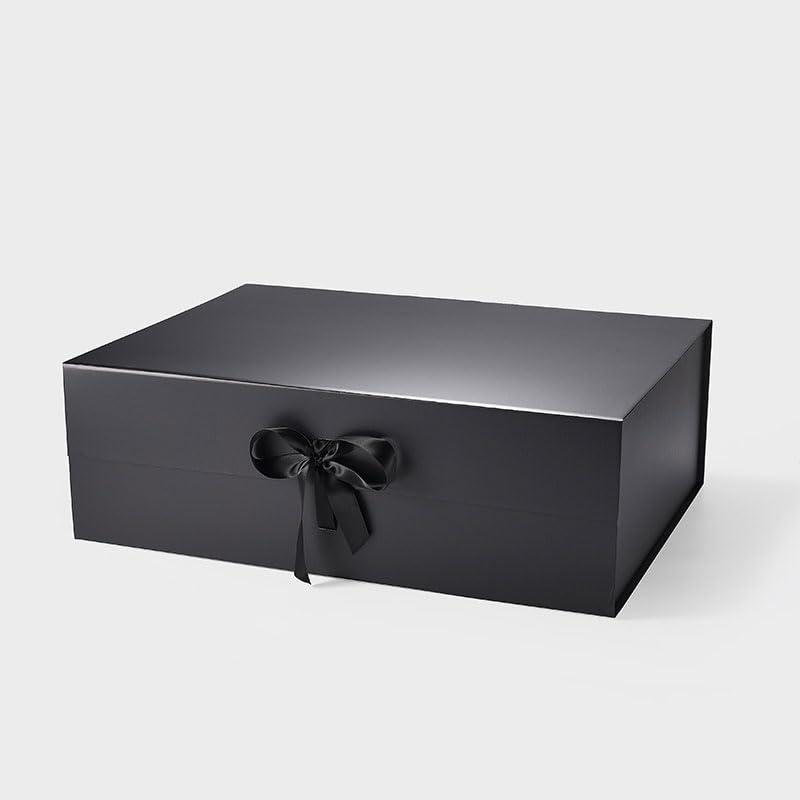 Geoto Geoto 23.6x17.3x7.87in | 60x44x20cm XXL Extra Large Magnetic Flap Gift Boxes,Luxury Big Collapsible Box for Present Packaging Wholesale(Black with Ribbon)