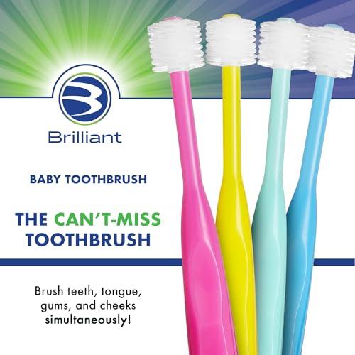 Brilliant Brilliant Oral Care Baby Toothbrush with Soft Bristles and Round Head, for a Toddler Approved, Easy to Use All-Around Clean Mouth, Ages 0-2 Years, Blue, 1 Pack