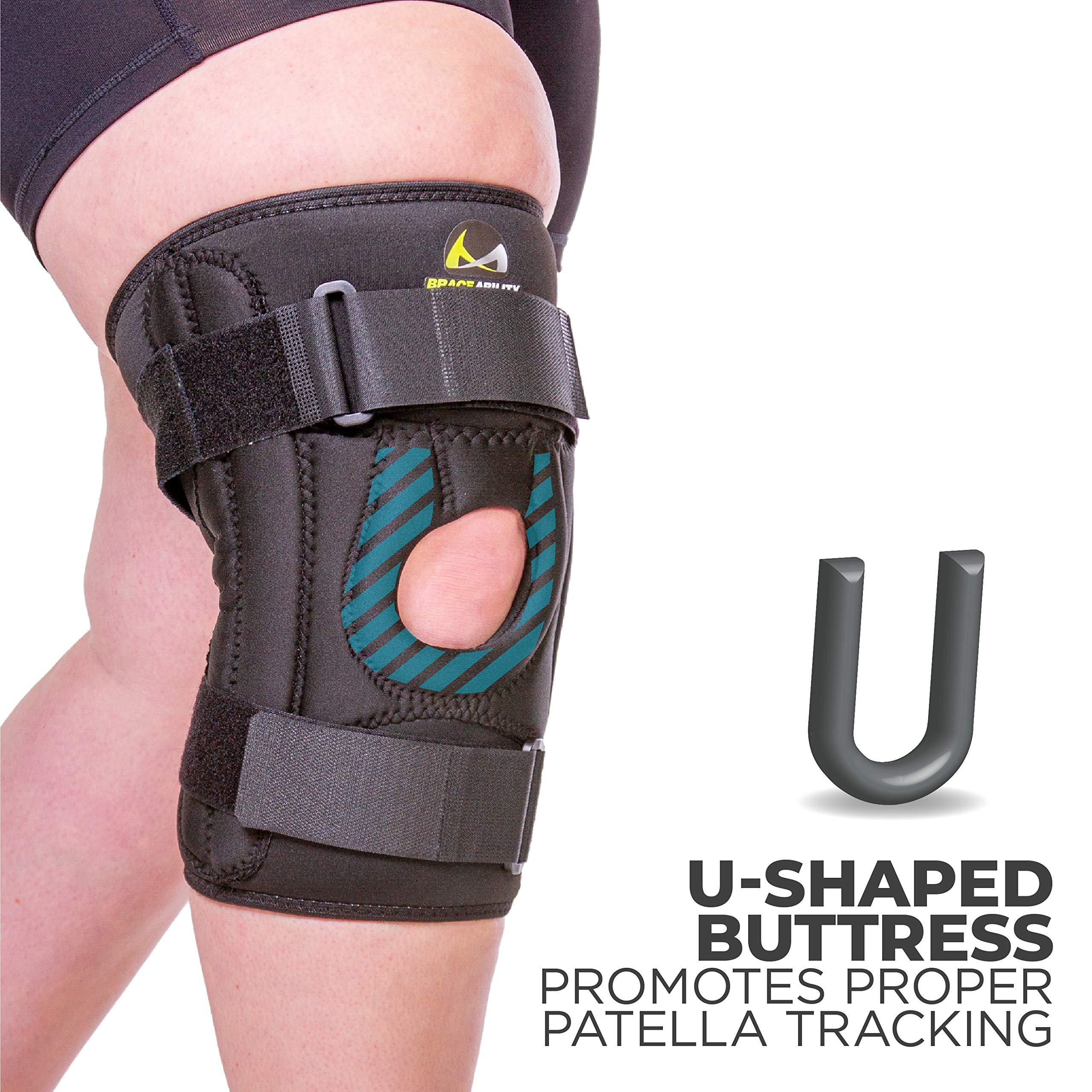 BraceAbility BraceAbility Patella Stabilizing Chondromalacia Knee Brace - Patellofemoral Pain Syndrome U-Shaped Stabilizer Supports Sides of Kneecap for Patellar Tendonitis, Torn Meniscus, Arthritis Support (S)