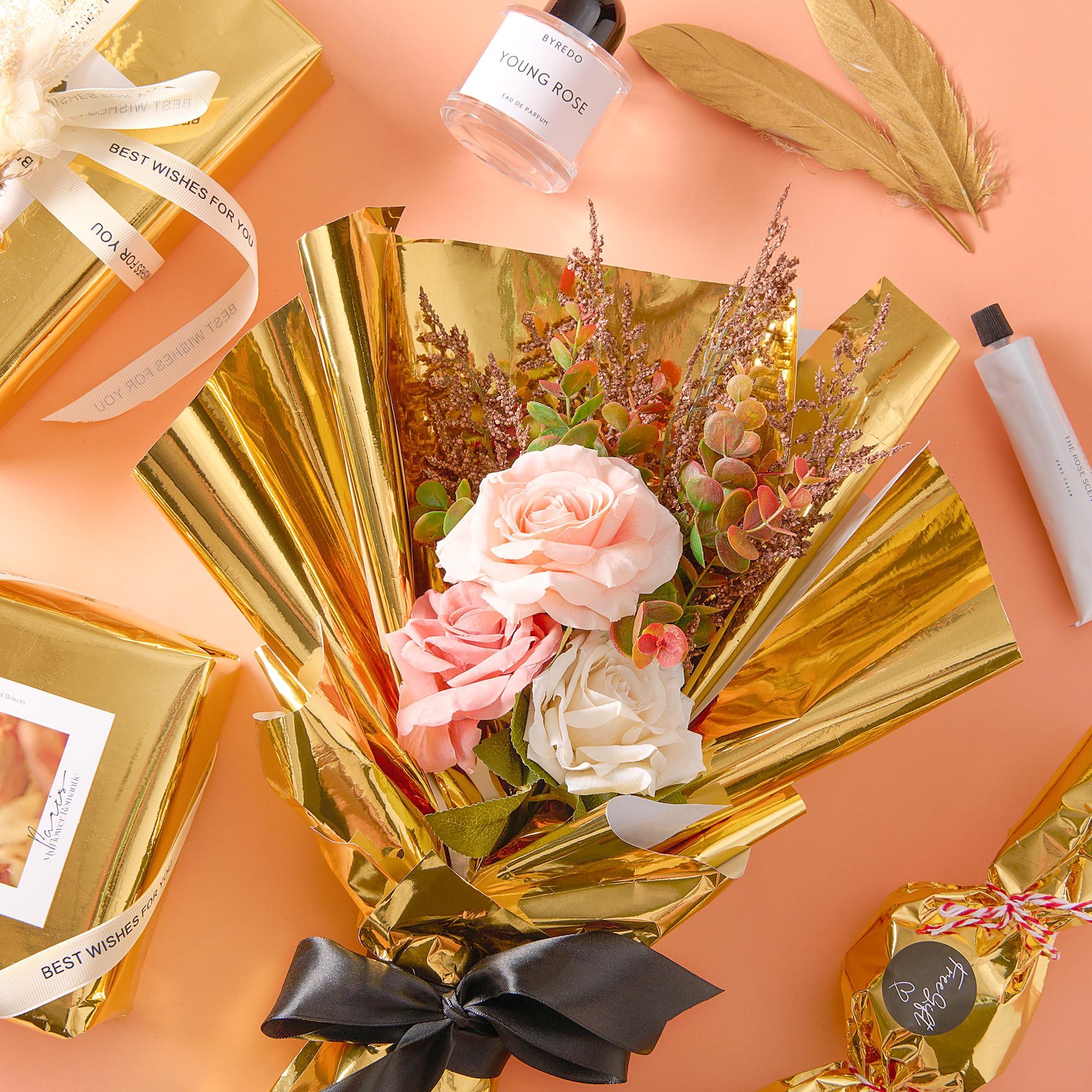 PENPRIS Golden Metallic Wrapping Paper Roll- 17in X 49Ft Metal Wrapping Paper Roll for Gift Wrapping Solid Color Paper for Christmas,Birthday,Wedding,Baby Shower PAP12GD15