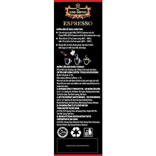TNI King Coffee King Coffee Espresso Instant Coffee Vietnamese Coffee Arabica Instant Coffee Mix Medium Roast 15 sticks per box x 2.5g - Pack of 2