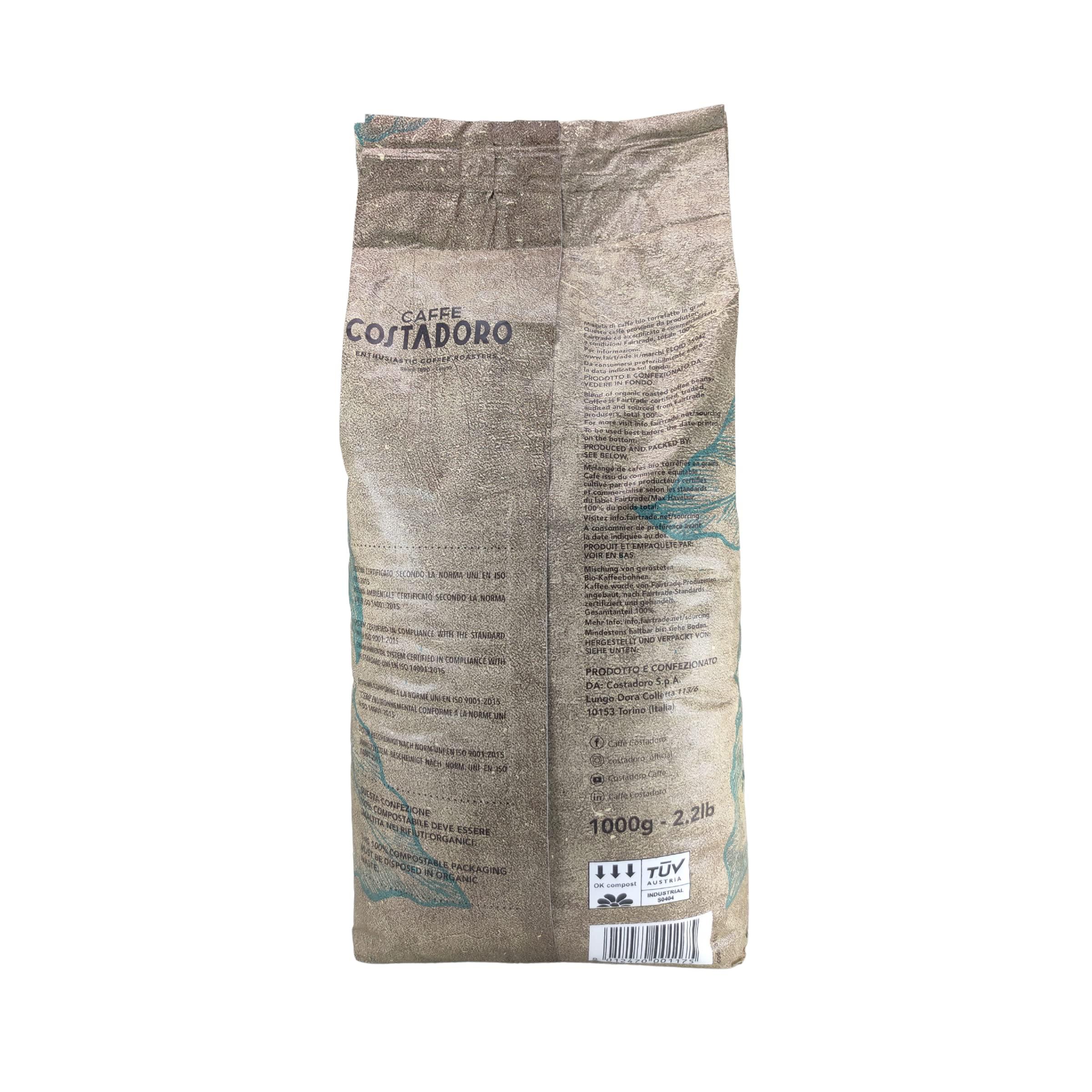Caffe\' Costadoro CAFFE\' COSTADORO Organic and Fair Trade Medium Roasted Coffee Beans 1kg