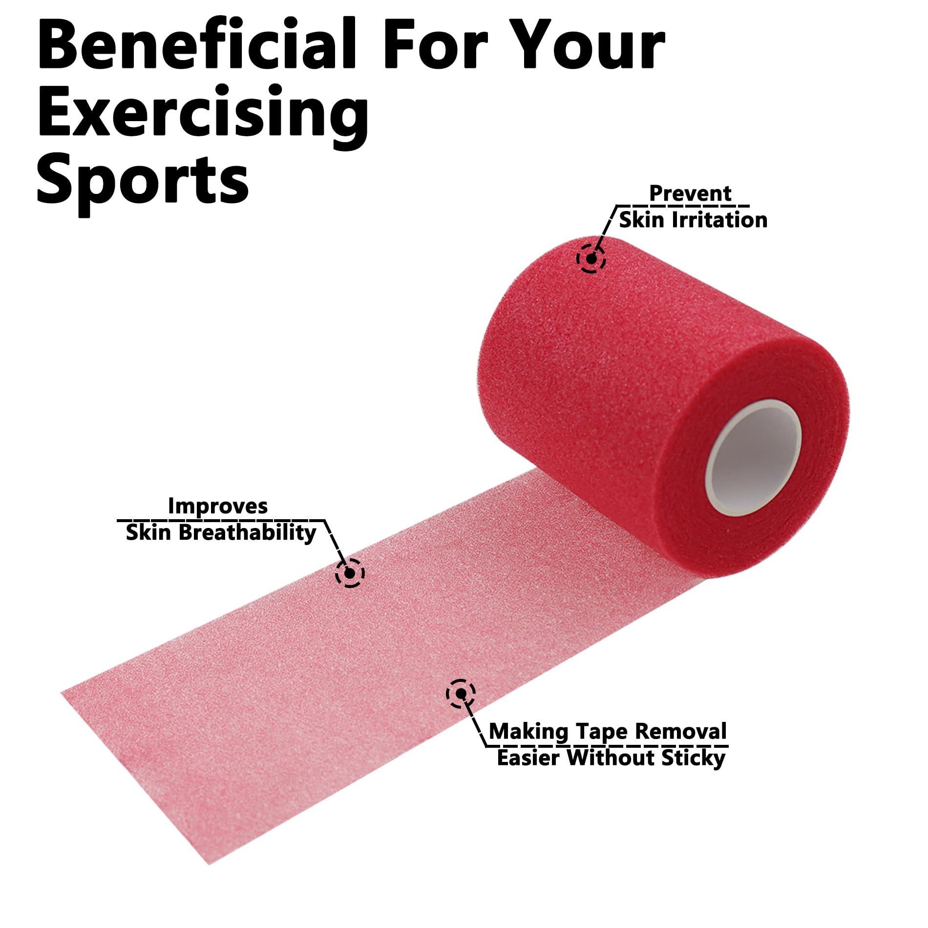 TTZEZE Pre Wrap Tape,TTZEZE Athletic Foam Underwrap,Soft Prewrap Headbands,Smooth Sports Wrap Roll,Pre Wrap Bandage Sport Tape for Ankles Wrists Hands Elbows 2.76 Inch x 11 Yards Rose Pink 6-Rolls