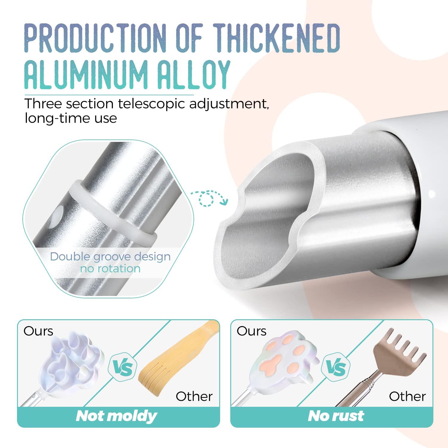 NURENDER Nurender Cat Paw Back Scratcher, Extendable Metal Telescopic Back scratchers with 27 in Long Handle, Relief of Itches, Gift for Man and Woman (Colorful)