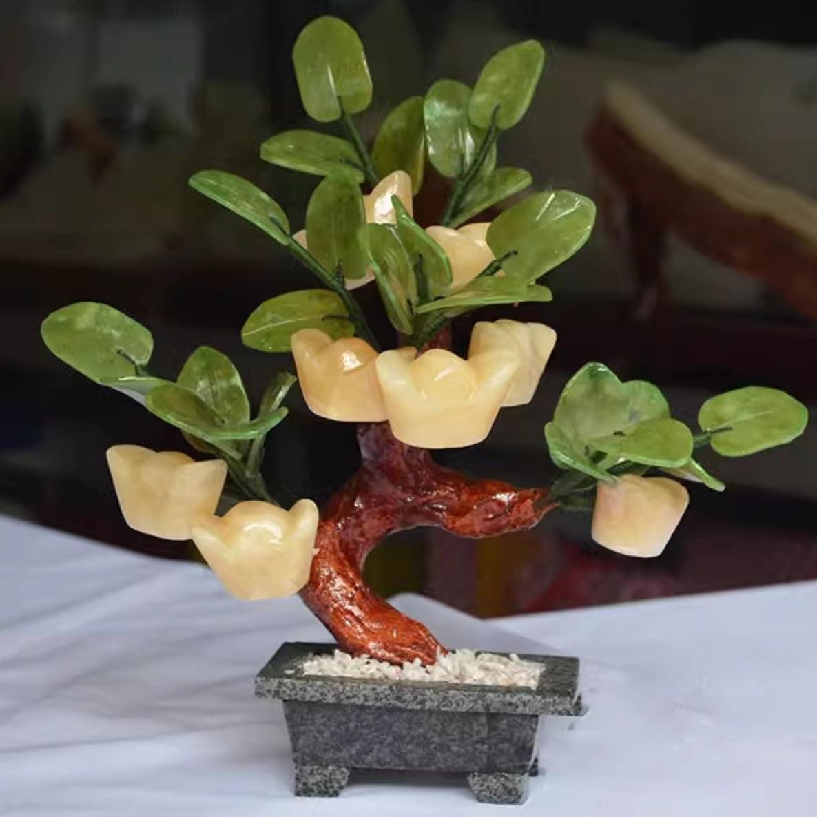 MENALGNDI MENALGNDI Crystals Tree Natural Jade Bonsai Chinese Fortune Tree Ingots Living Room Porch Decoration Money Feng Shui Potted Home Creative Gifts Bonsai Tree