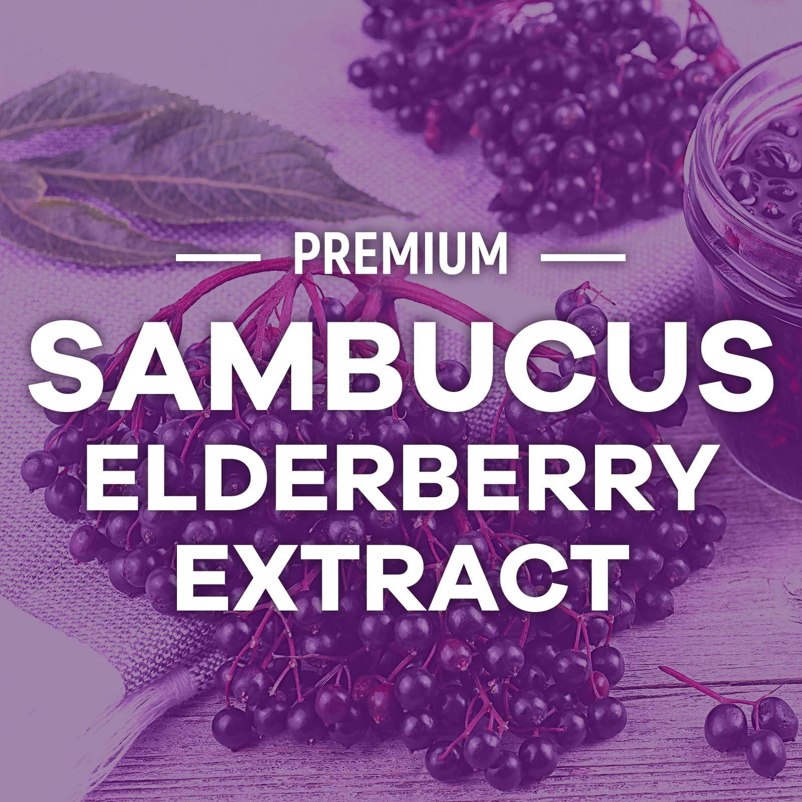 Nature's Nutrition Sambucus Elderberry Immune Gummies, Daily Elderberry Immune Support Vitamins with Vitamin C, Vitamin D3, Zinc, Immune Support Gummy Vitamin Supplement, Black Elderberry for Adults & Kid - 120 Gummies