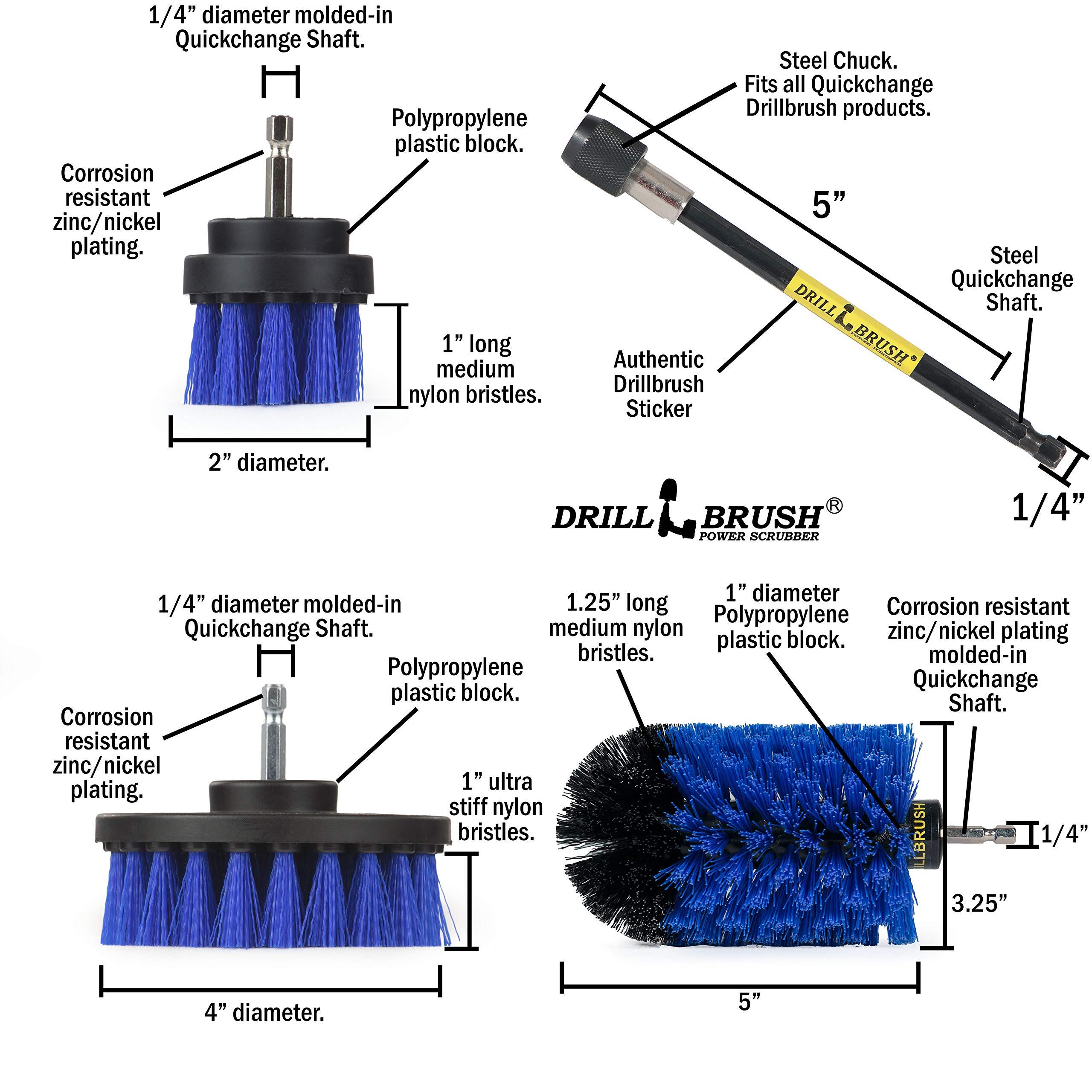 Drill Brush Power Scrubber by Useful Products 7 Piece Drillbrush Bundle - Kitchen Cleaning Brush Drill Attachments - Pool Cleaning Brush - Extension Attachment for Drill - Aquarium Cleaning - Oven Cleaner - Tile - Grout