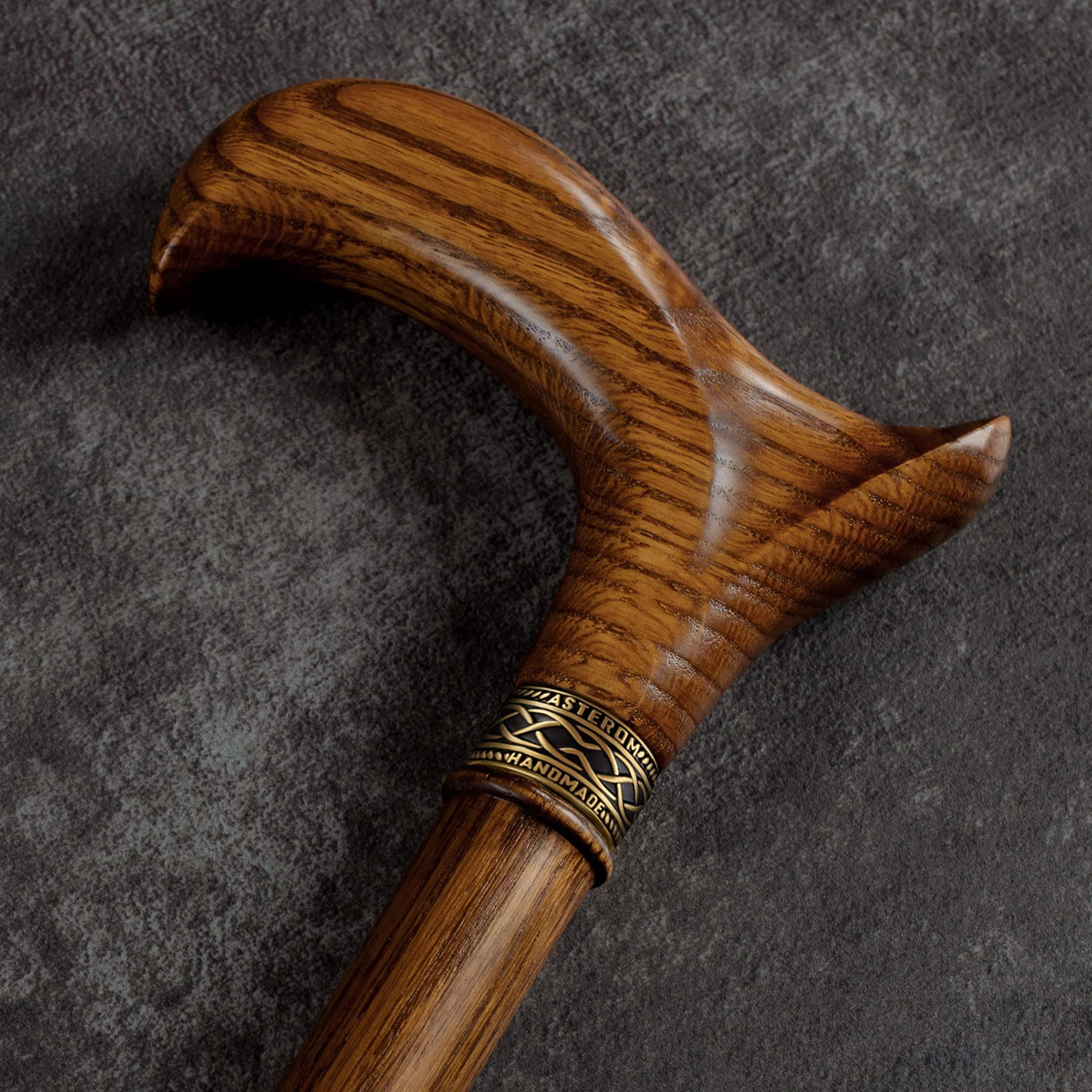 Asterom Asterom Walking Cane - Ergonomic Wooden, Cane for Women & Men - Walking Sticks for Seniors, Unique, Wood (Caramel, 37 Inches)