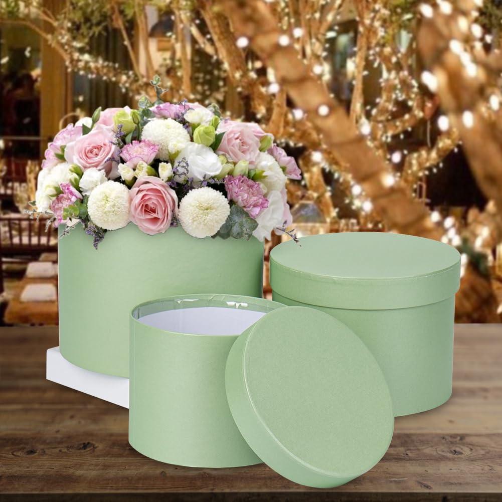 GnFlus Mint Green Gift Box Round Gift Boxes with Lids Set of 3 Nesting Gift Boxes for Presents Assorted Sizes Flower Boxes for Arrangements Birthday Wedding Bridesmaid Graduation Christmas Party Gift Bags