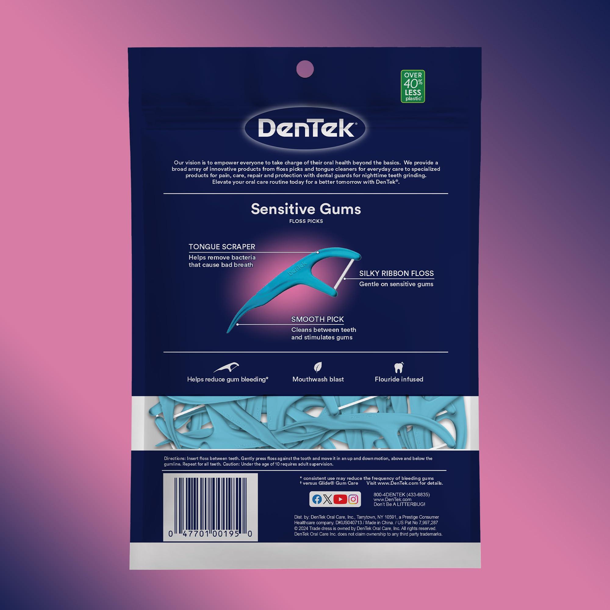 DenTek DenTek Comfort Clean Sensitive Gums Floss Picks, Soft & Silky Ribbon, 150 Count, 6 Pack