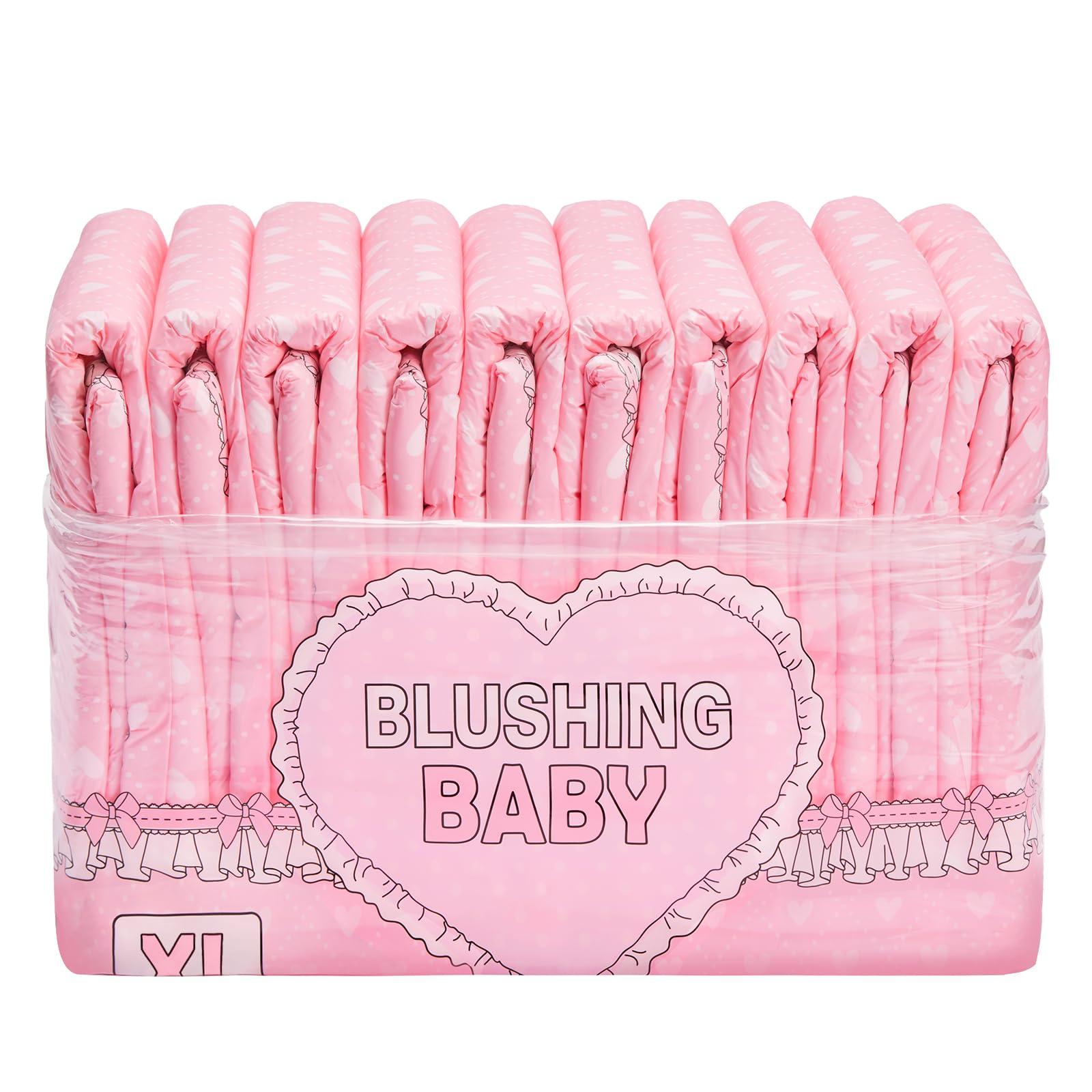 Littleforbig Littleforbig Printed Adult Brief Diapers 10 Pieces - Blushing Baby Pink(XL)