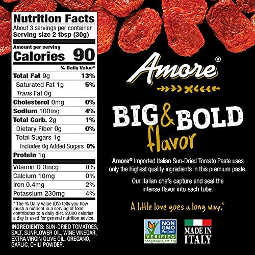Amore Amore Vegan Sun Dried Tomato Paste In A Tube - Non GMO Certified and Made In Italy 2.8 Ounce (Pack of 12)