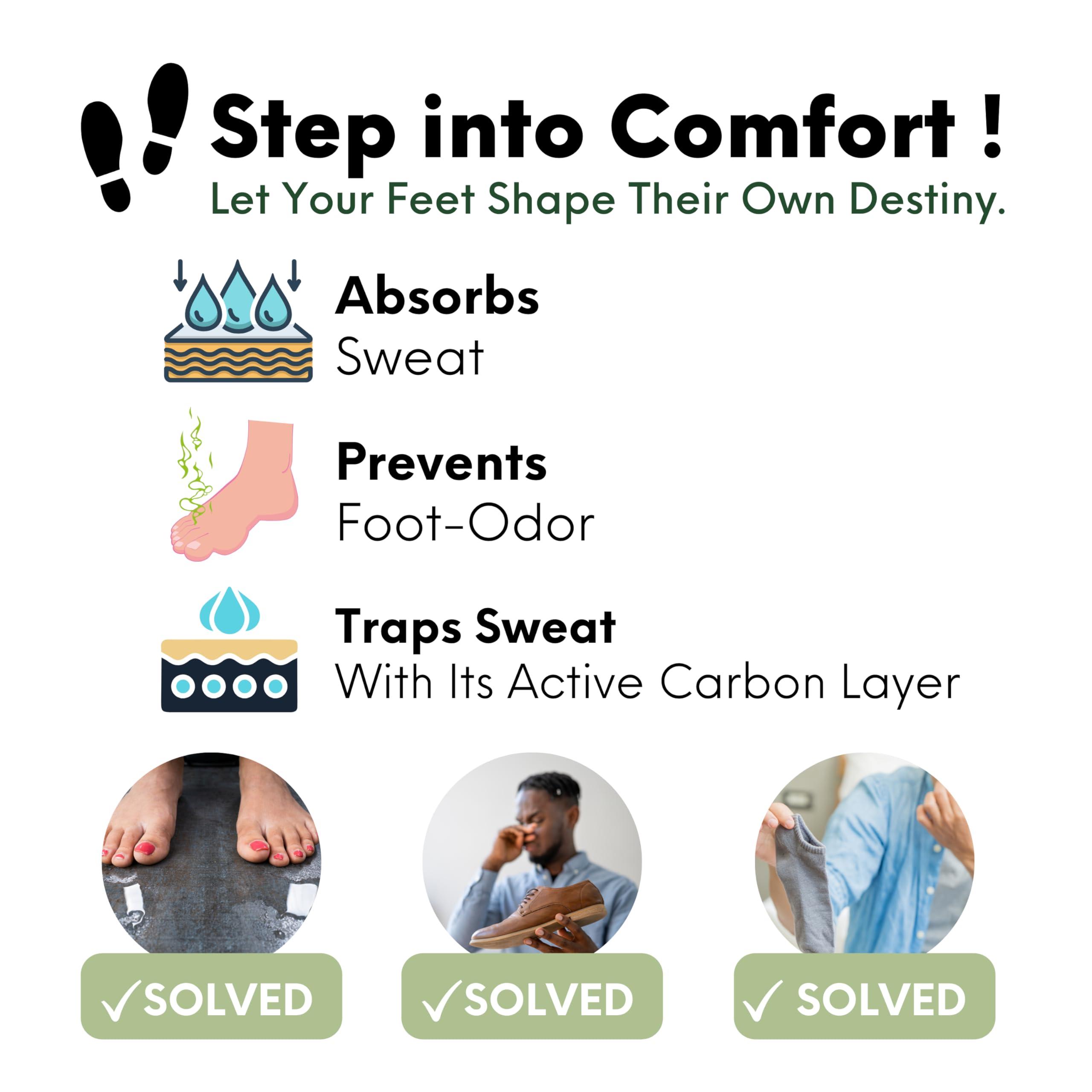 H HANDARTE HANDARTE Leather Sockless Shoe Insoles | Thin Dress Shoe Inserts for Men | 100% Natural Goatskin - ChromeFree, Anti Sweat & Anti-Odor (US W10/M8.5 | EU42)