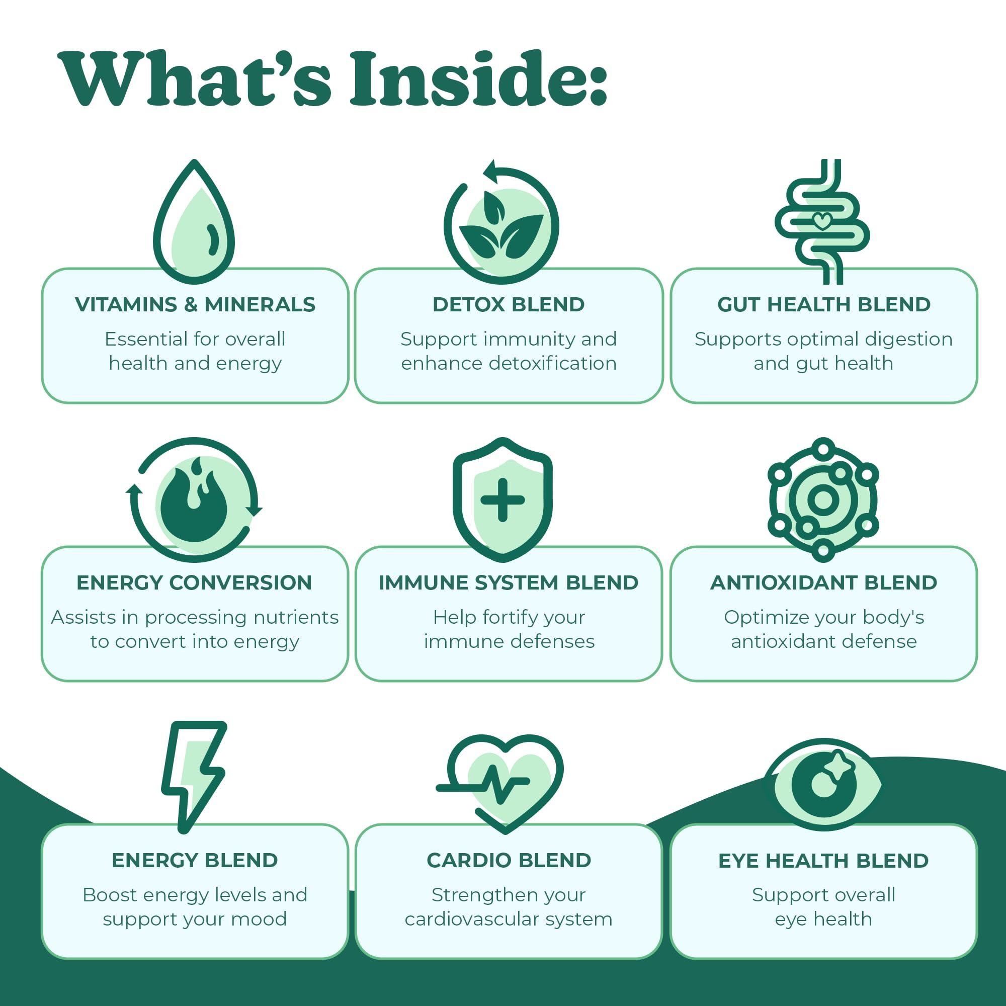 Rewind Rewind Greens - Super Greens Powder - Delicious Green Juice Drink Mix with Amazing Flavor - Over 40 Superfoods - Vitamin B12, Zinc, Vitamin C, Magnesium, and Calcium - Pineapple Dream