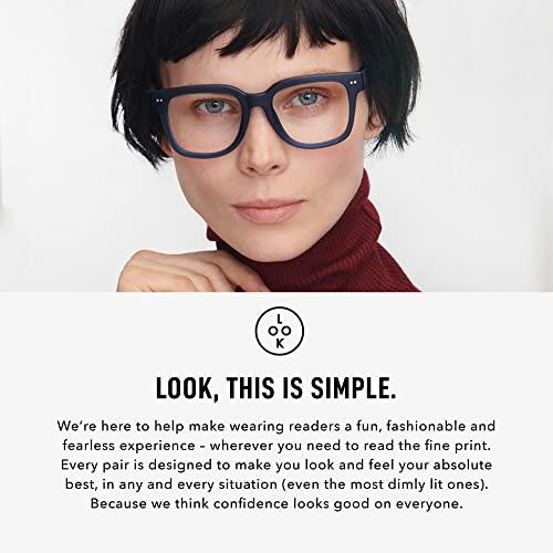 LOOK OPTIC LOOK OPTIC Laurel Reader - Stylish Unisex Ultra-lightweight Reading Glasses with Scratch-Resistant, Prescription-Quality (Full Magnification - Not Progressives) 1.00, Navy